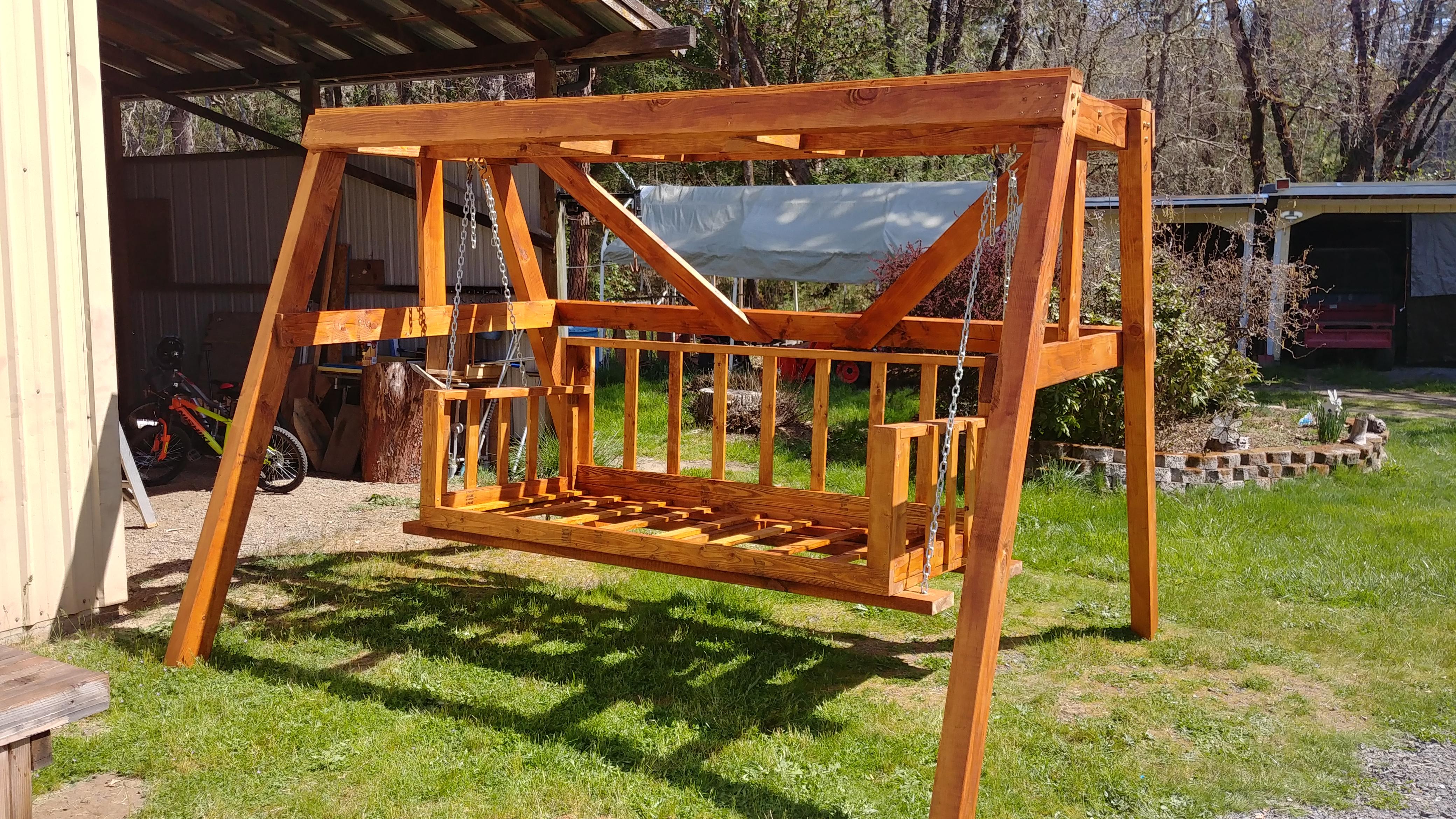 Inspired by this Sub to make a country twin bed swing! Mattress on