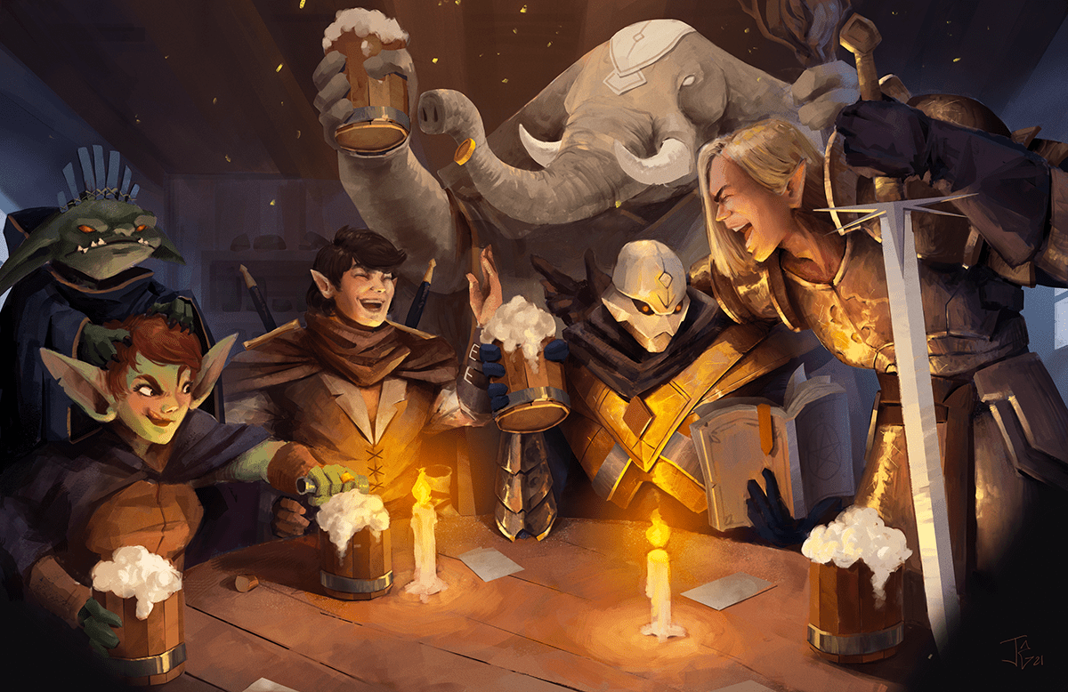 [FOR HIRE] D&D Party art I did for my client.