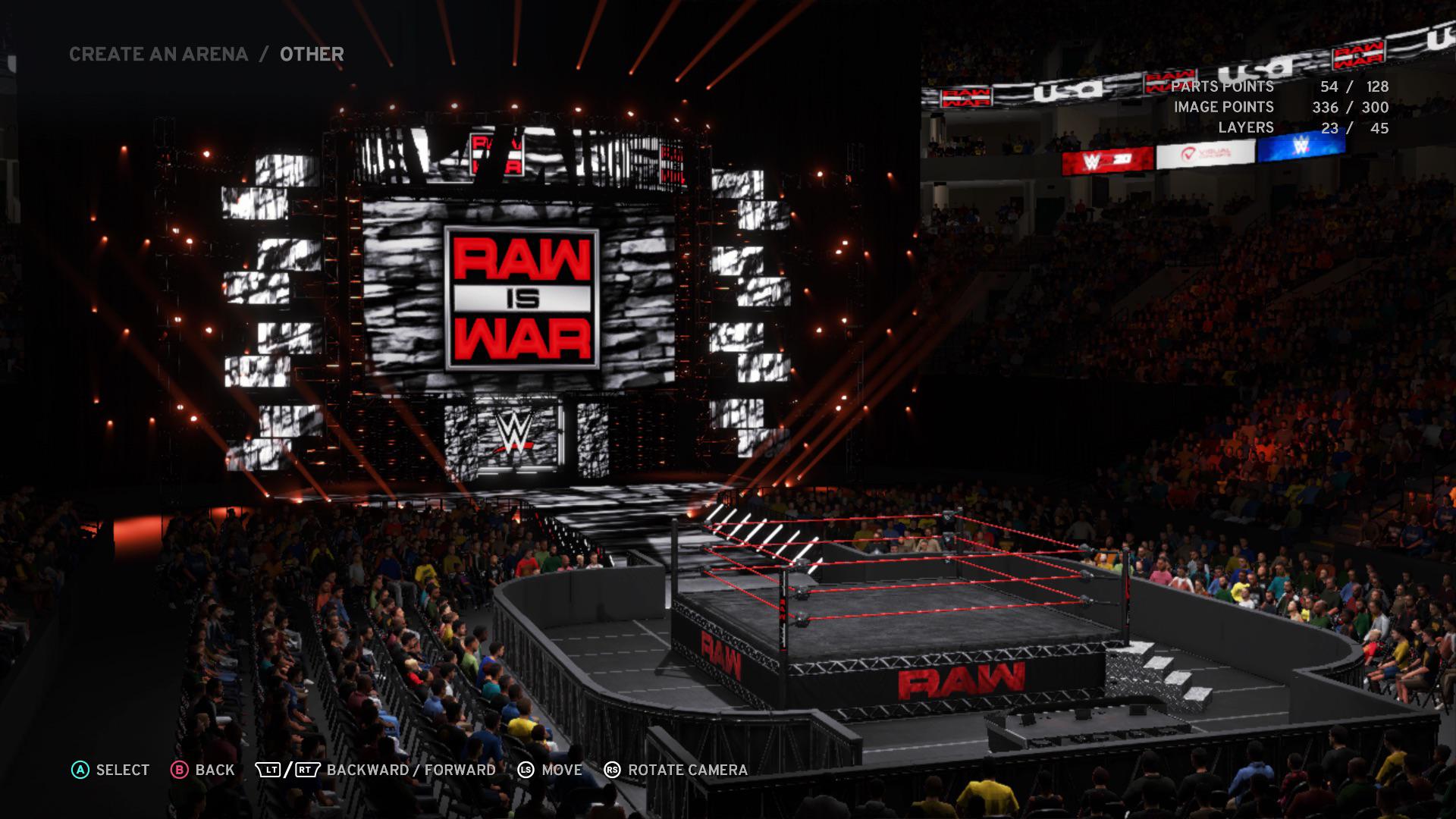 Custom RAW arena. Logo credits to u/Shogey. Available on CC on WWE 2k20
