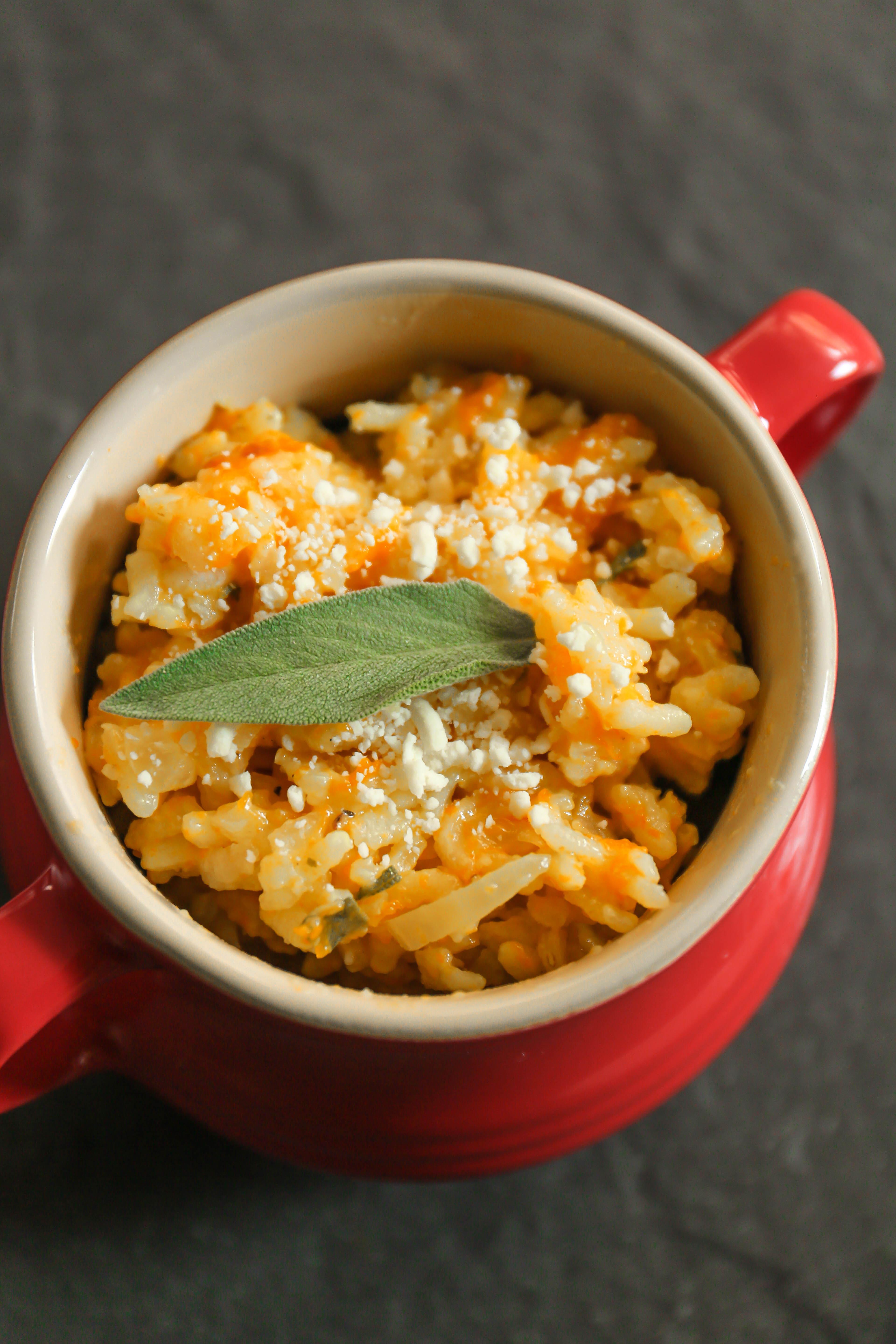 My butternut squash, white wine & sage risotto! r/vegan