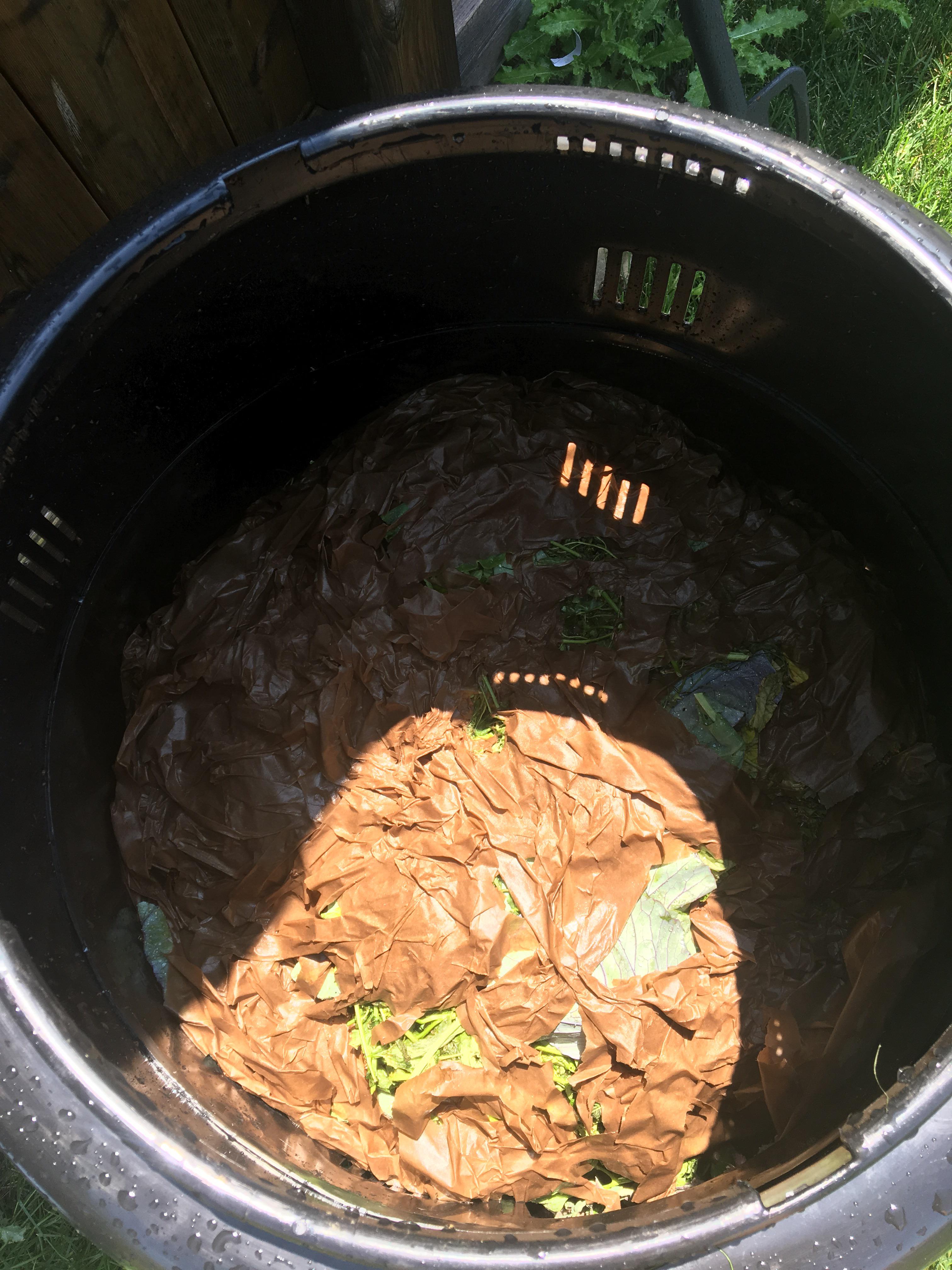 Brown packing paper for the win! With layered compost, how often do I