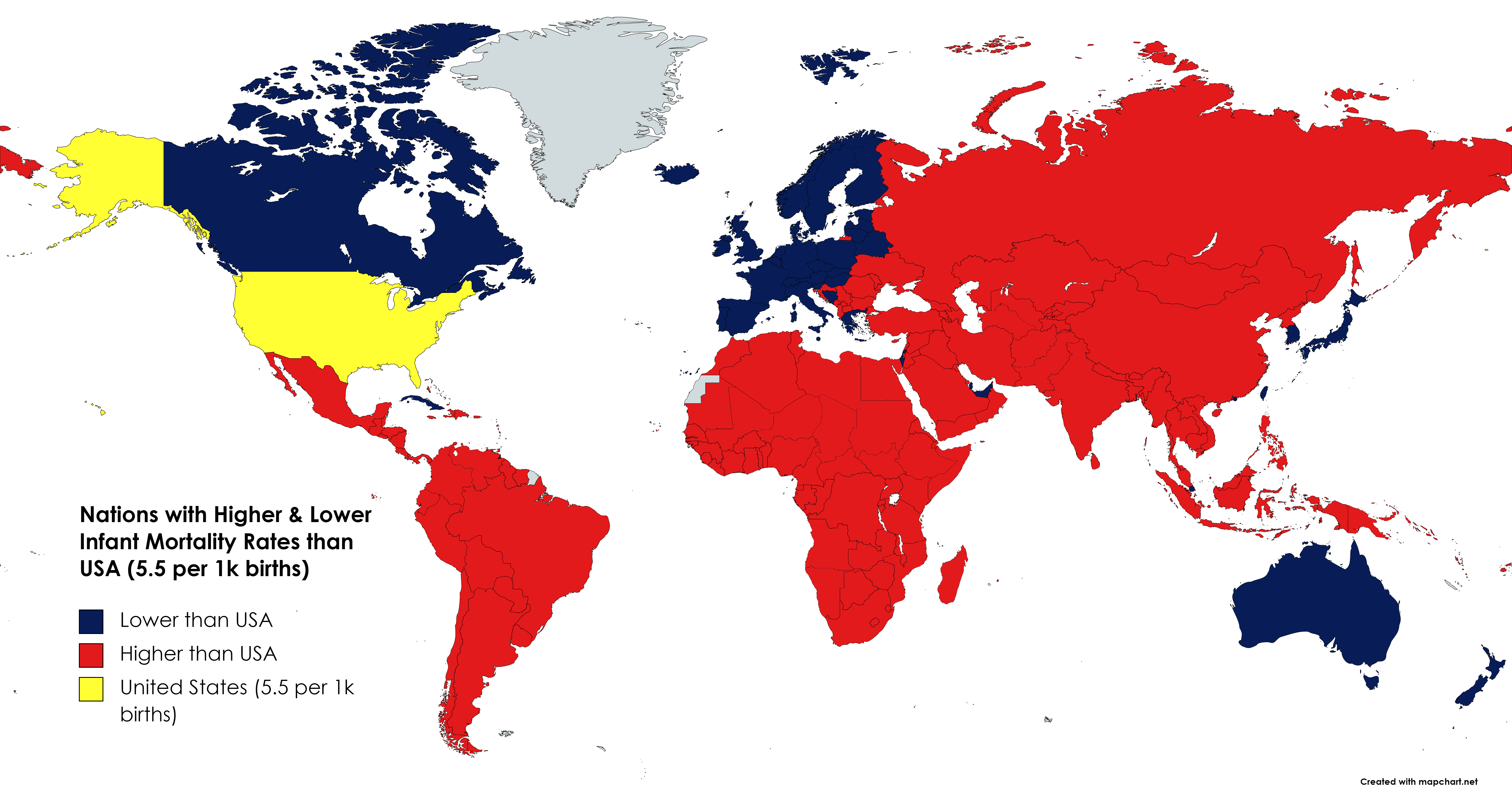 Countries with Higher & Lower Infant Mortality Rate than United States