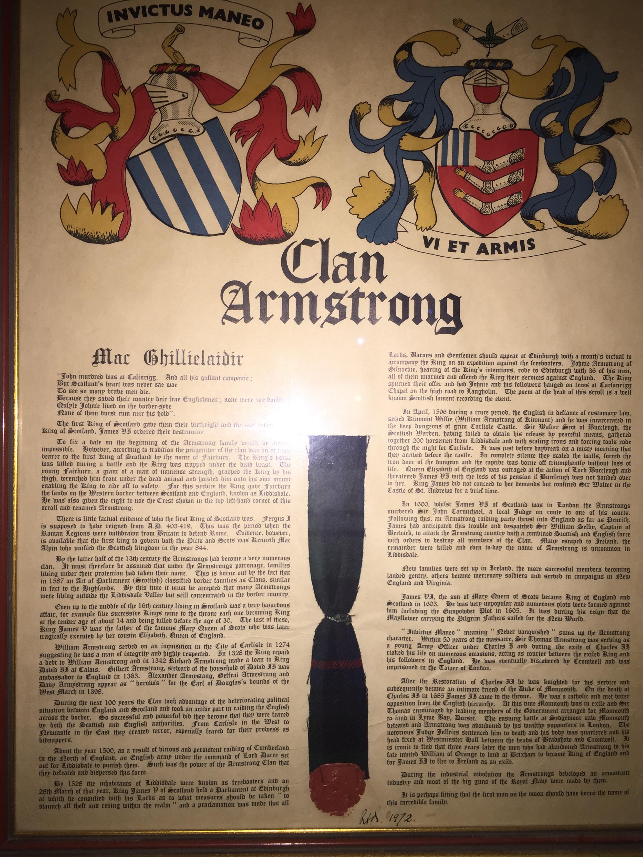 A brief history of the Clan Armstrong by two coats of arms