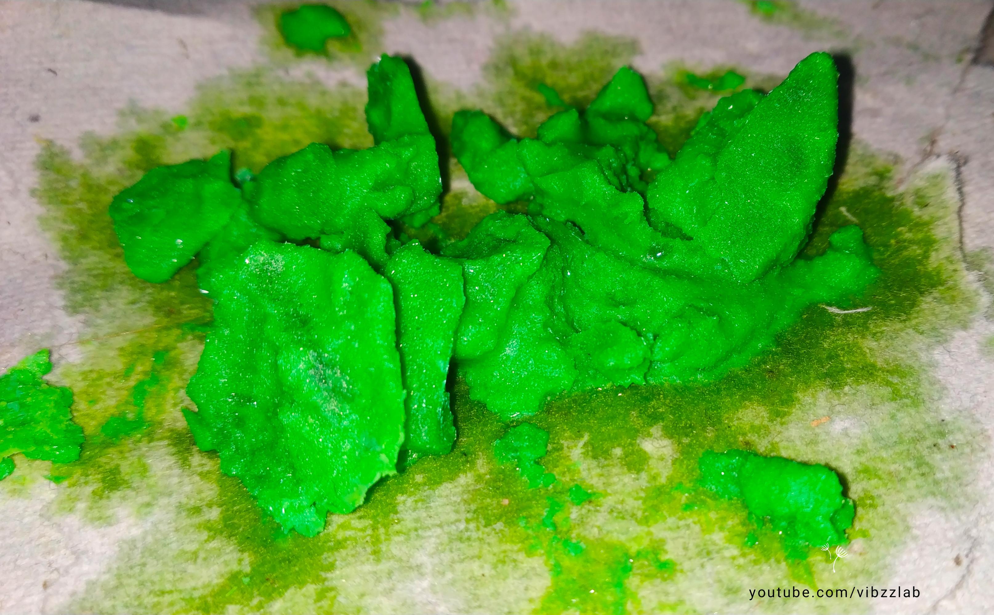 The bright Green crystals of Copper II chloride. Made very easily from