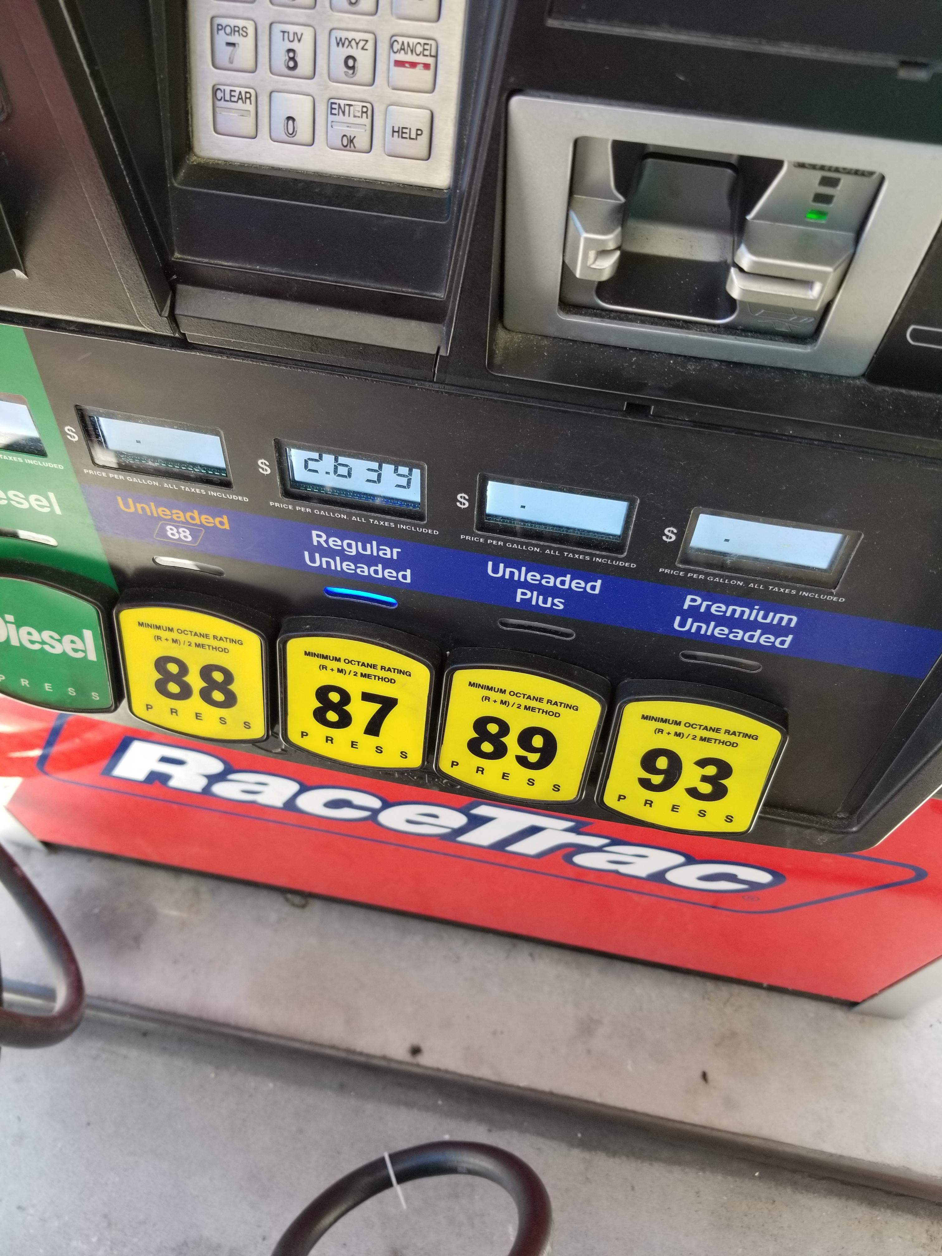 This gas pump that tries to trick you into buying the more expensive