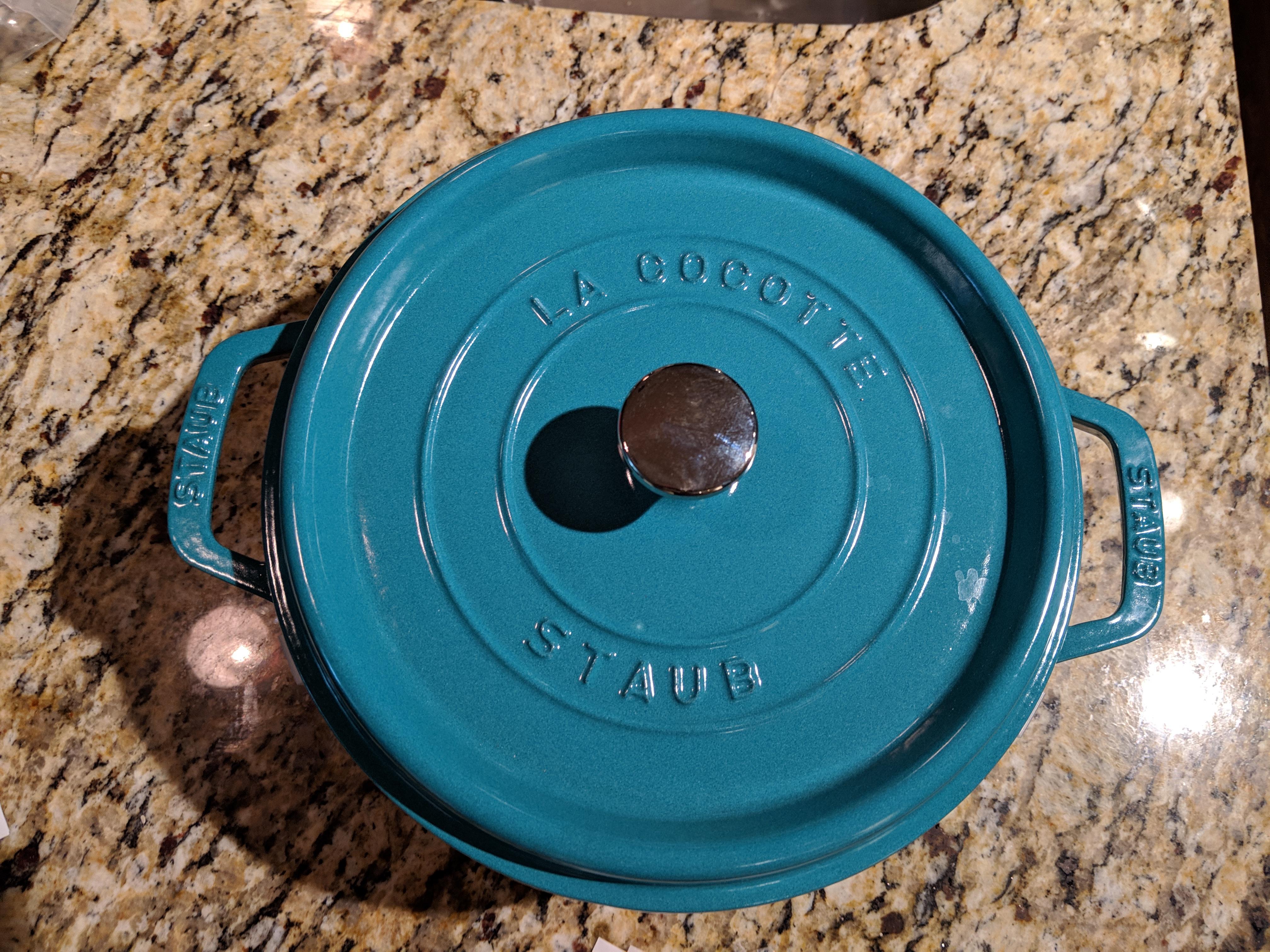 Found this sweet gem of a Staub 4 qt Dutch oven for 100 r/castiron