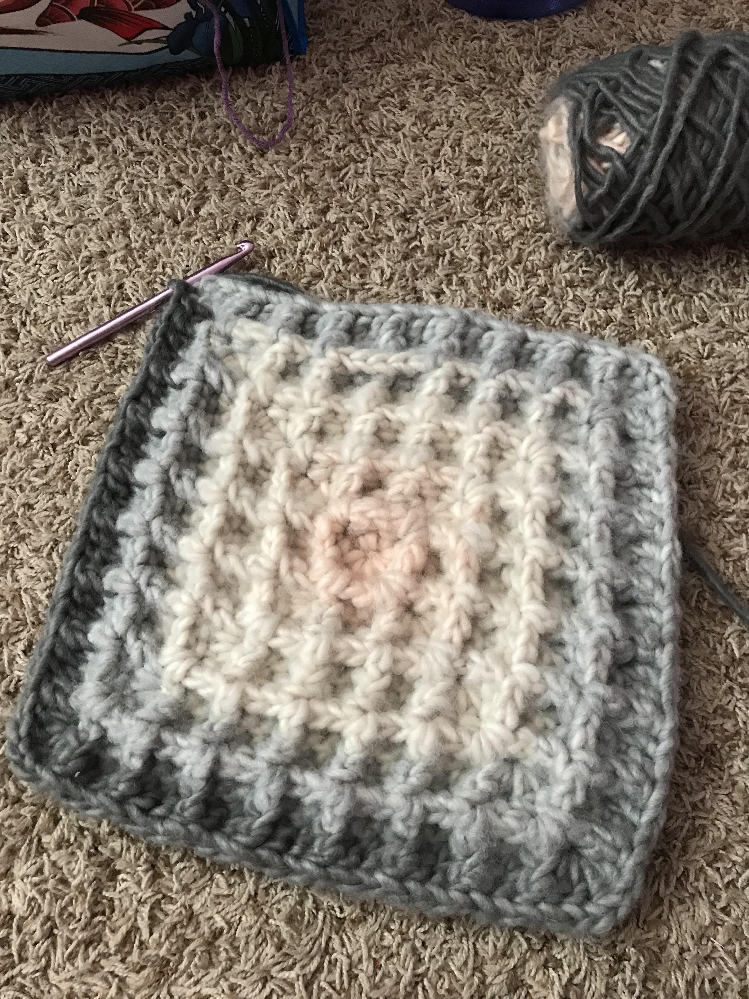 Finally found use for this yarn! Trying to make a huge waffle stitch