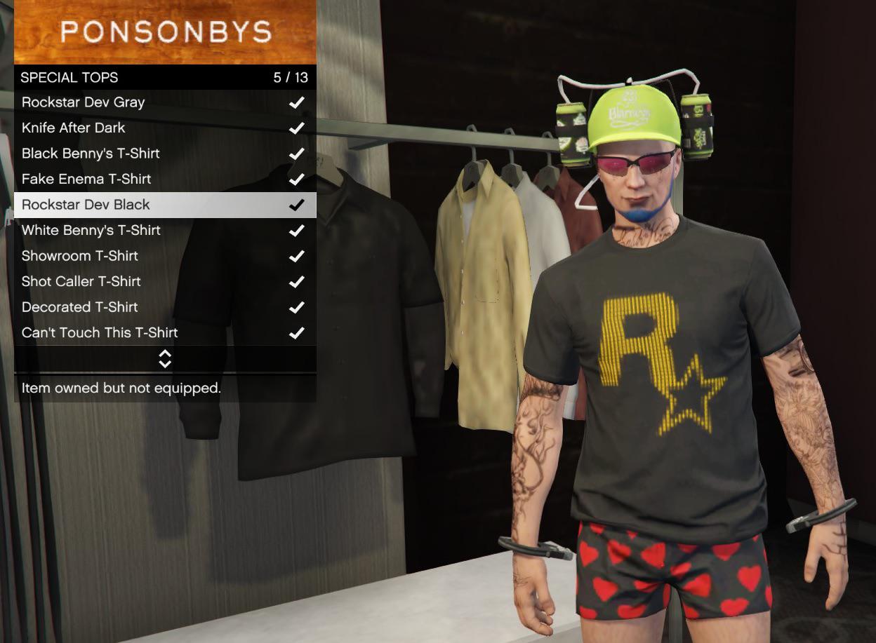 Is there any gta v mod menu that can give you these rare shirts? The