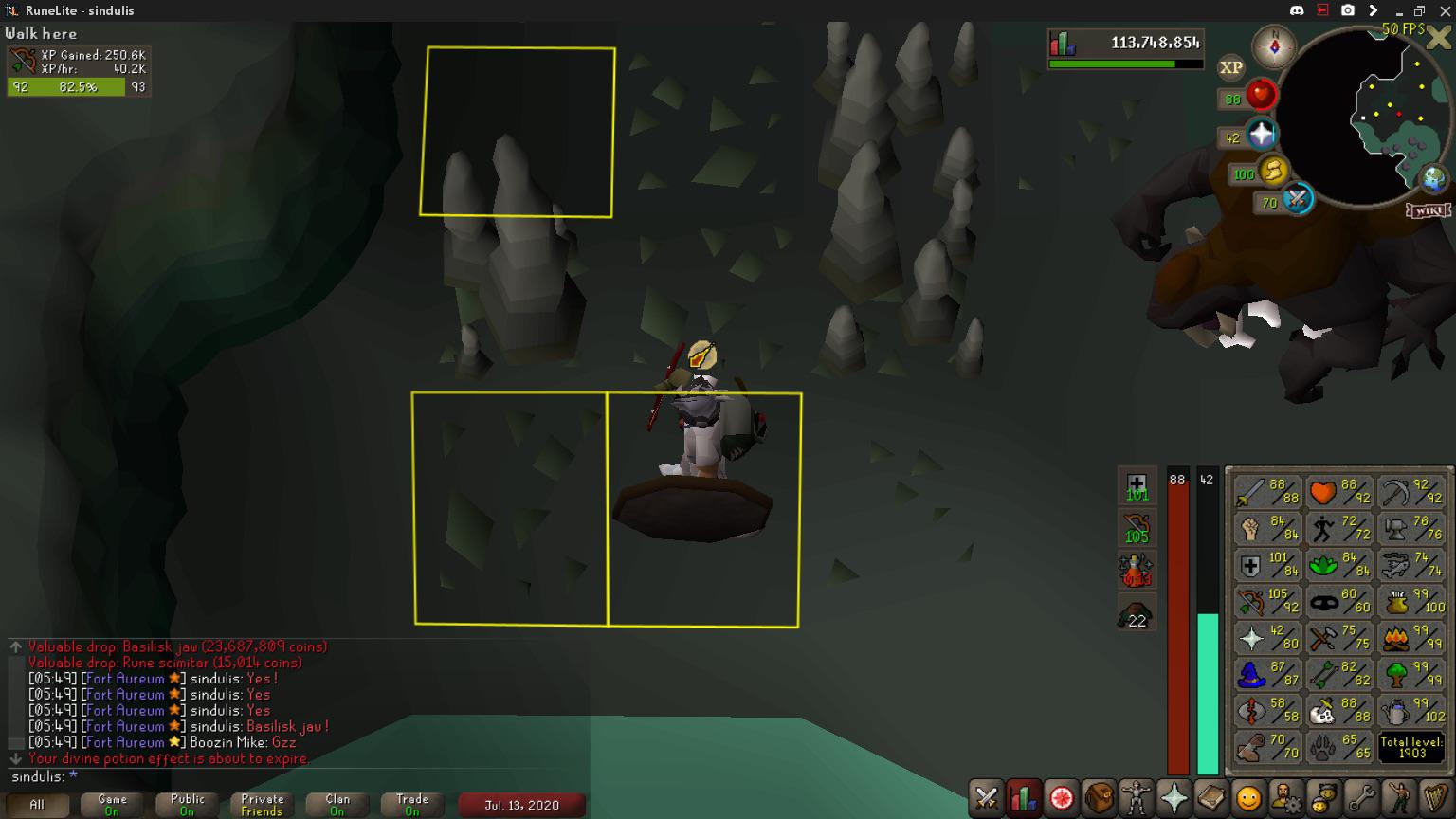 Finally first good drop, 1286 KC Basilisk Jaw happy r/2007scape