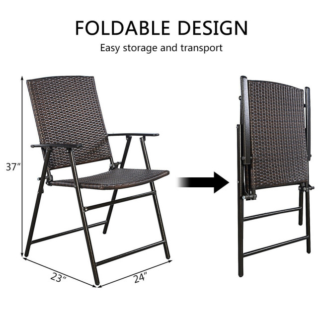 Set of 4 Patio Folding Sling Chairs Steel Camping Deck Costway_US