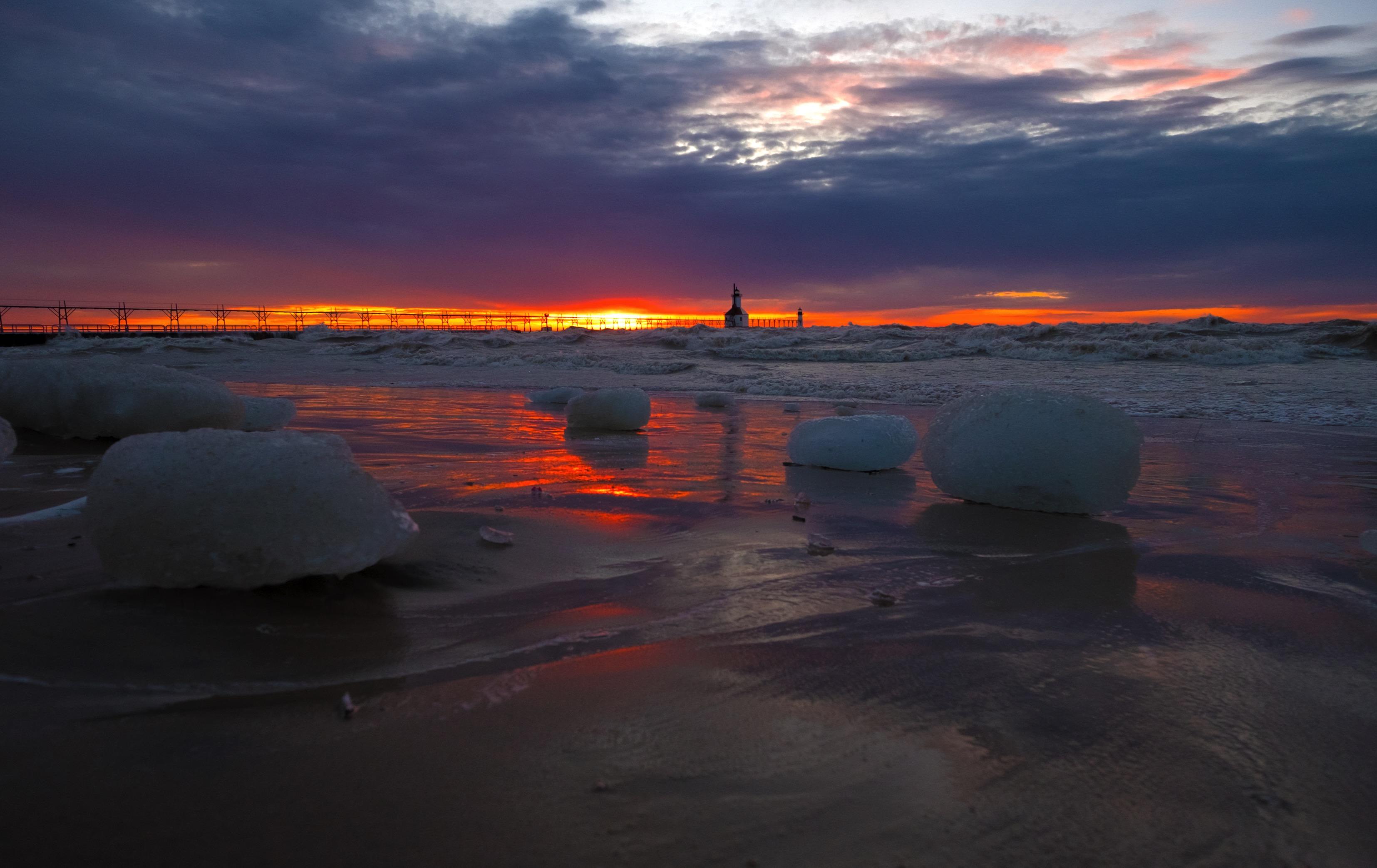 Pure Michigan sunset after the rain, st. joseph mI, march 1, 2018 r