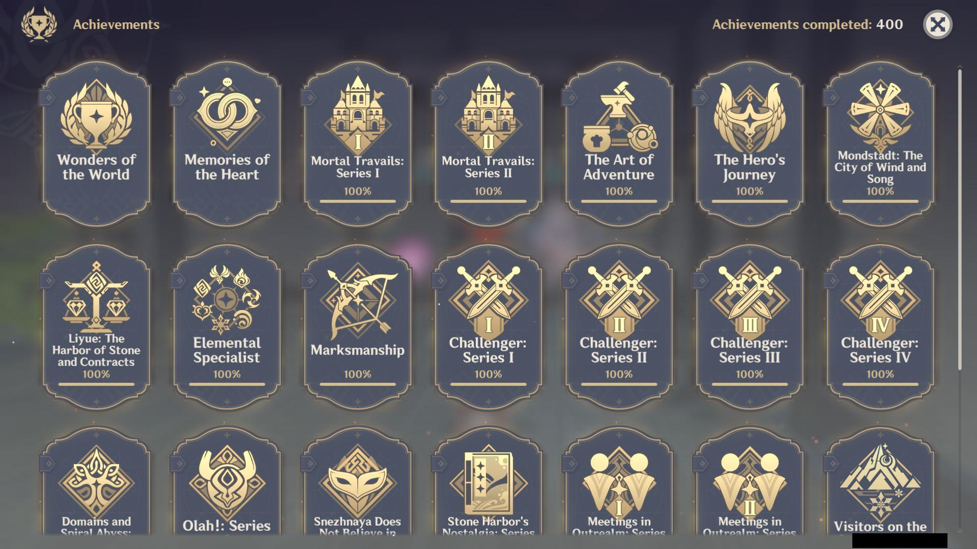 Finally 400 achievements! r/Genshin_Impact
