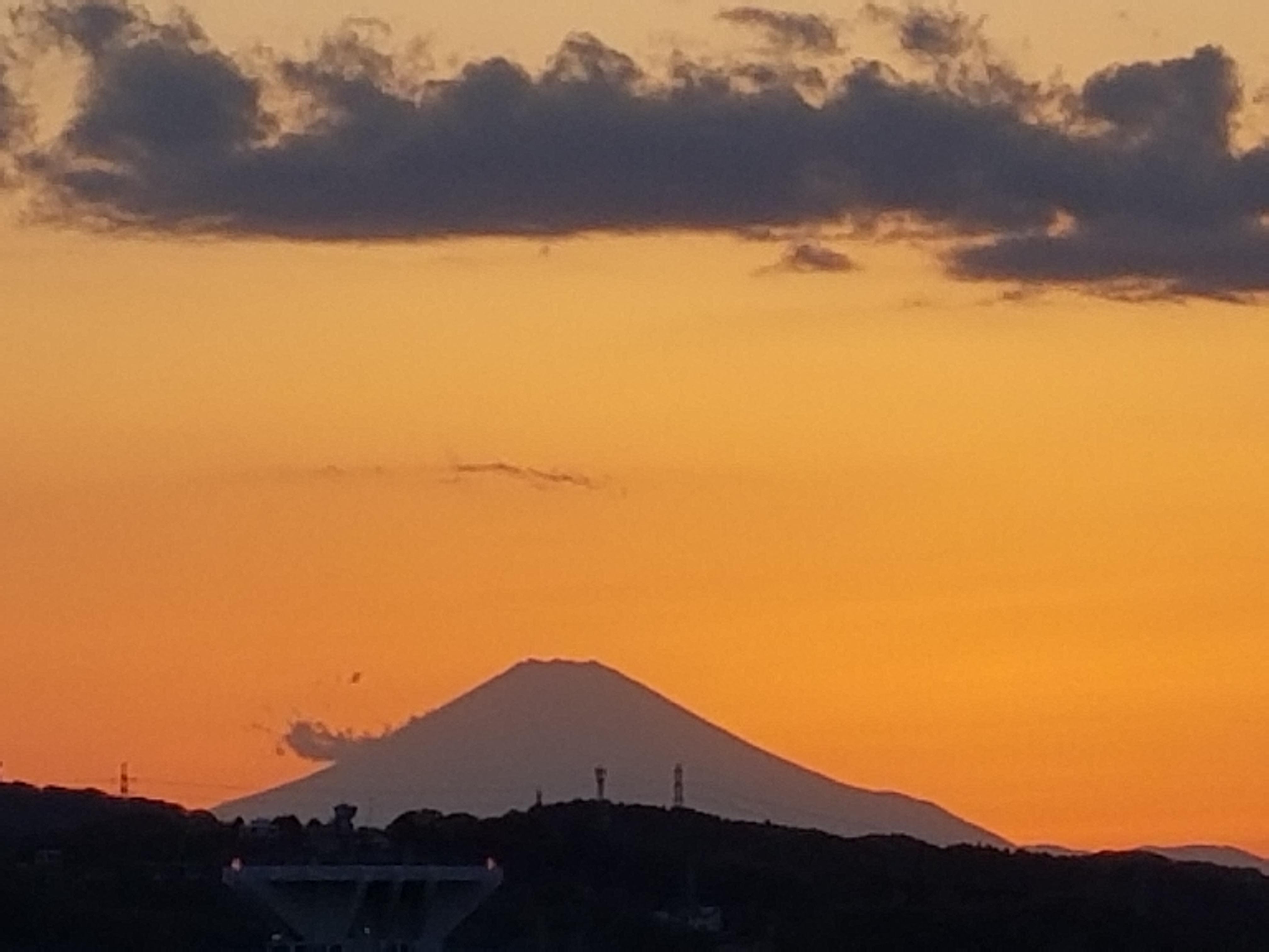 Sunset behind Mount Fuji, taken on a clear evening from Yokosuka r