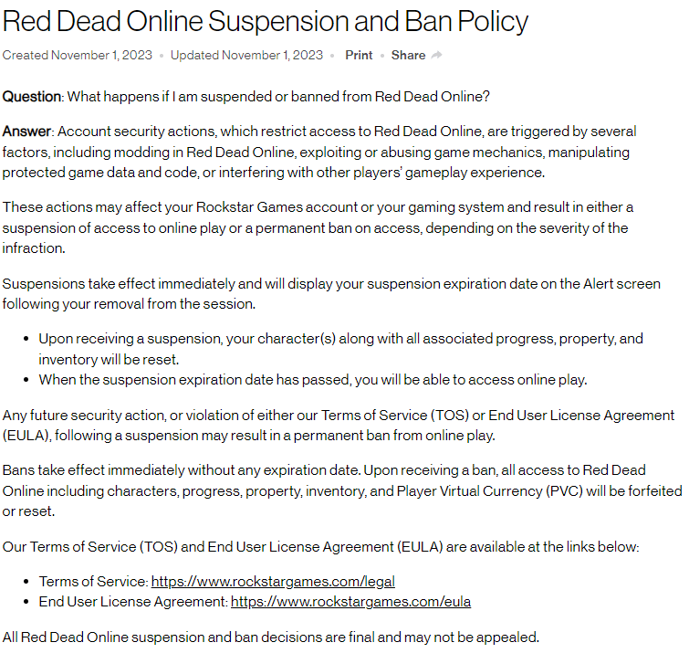 Updated Ban and Suspension Policy