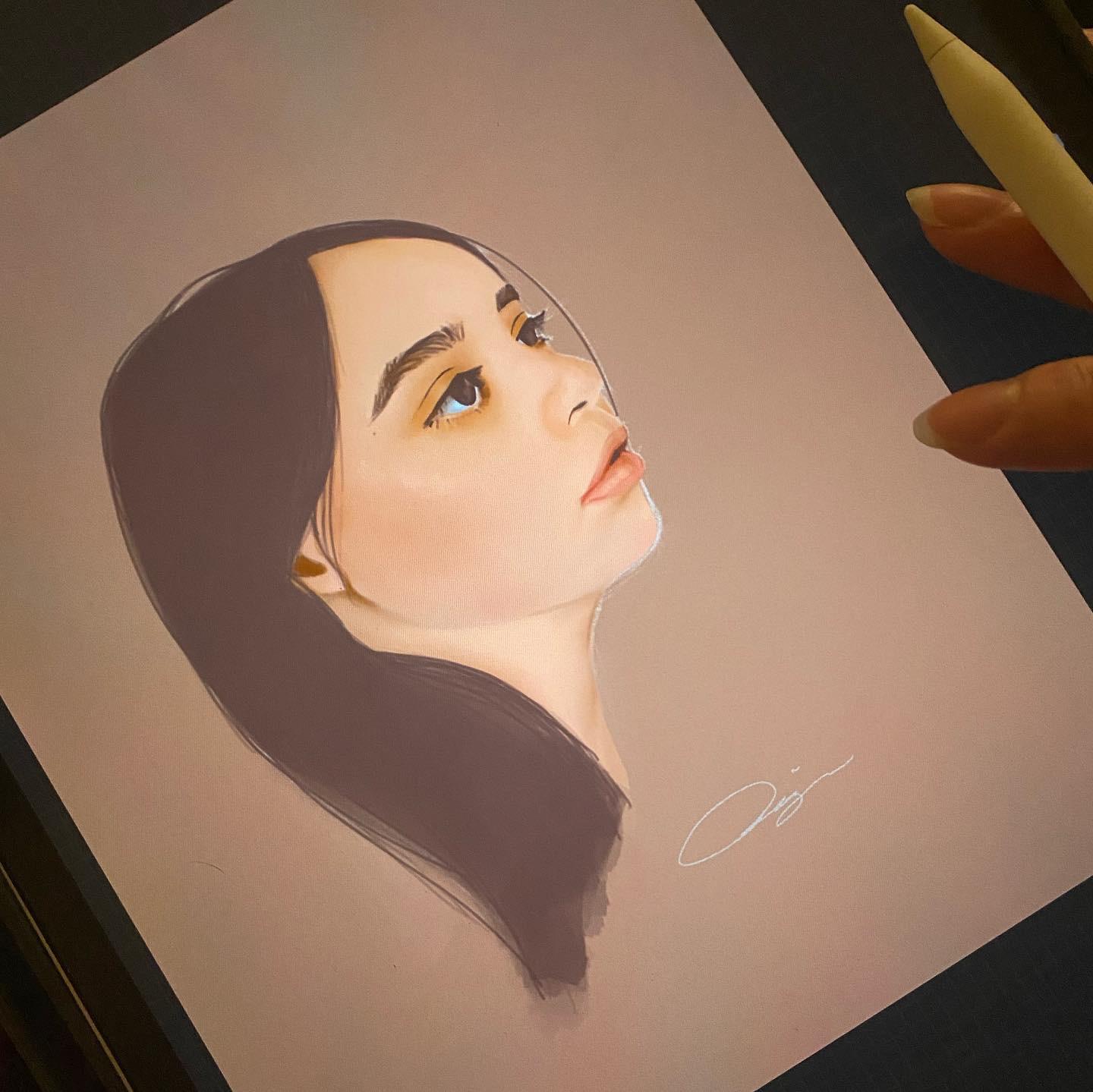 Self portrait using the flat brush in procreate r/ProCreate