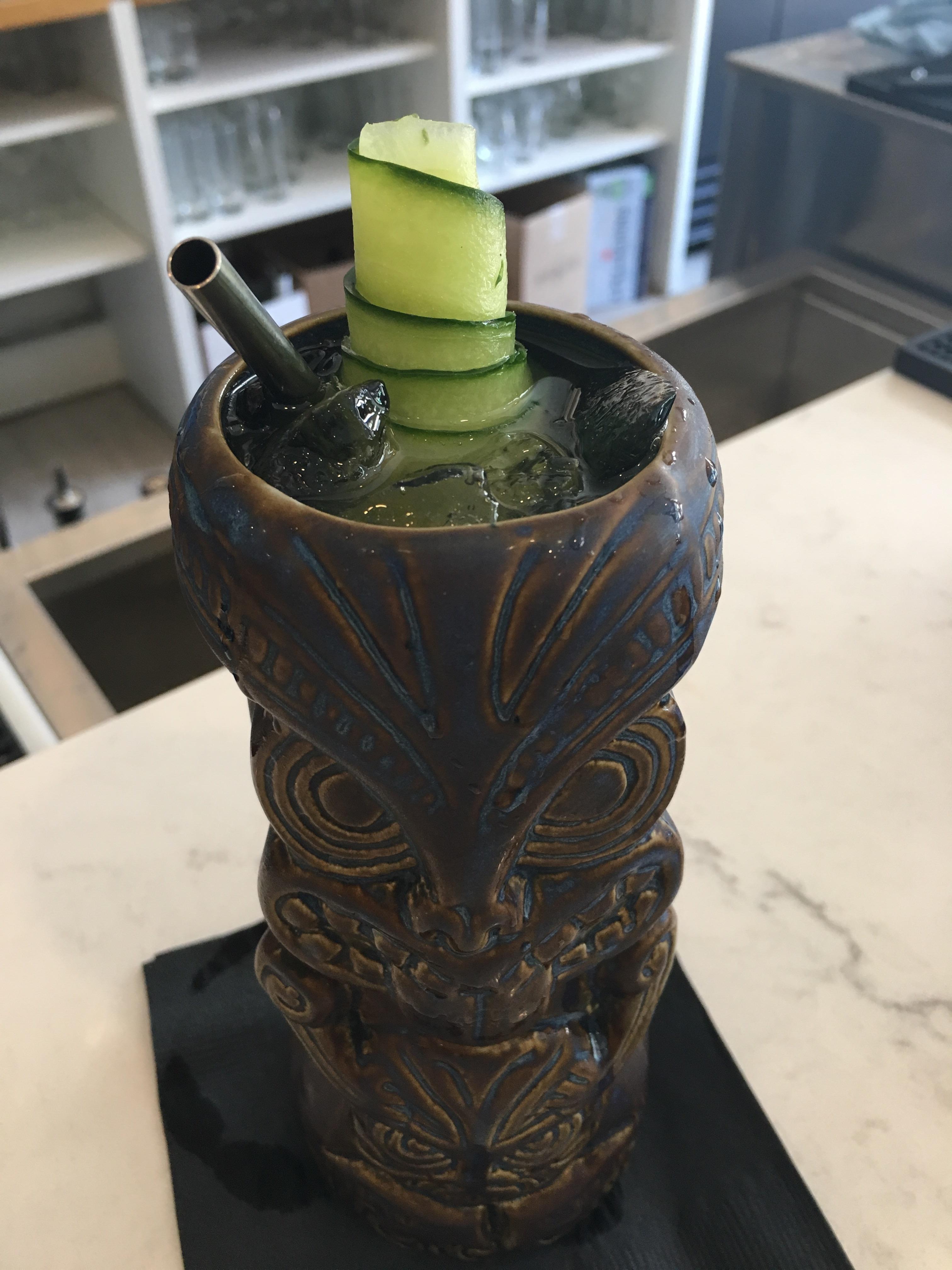 The Portland Green! A Tiki drink from The Canteen featuring gin