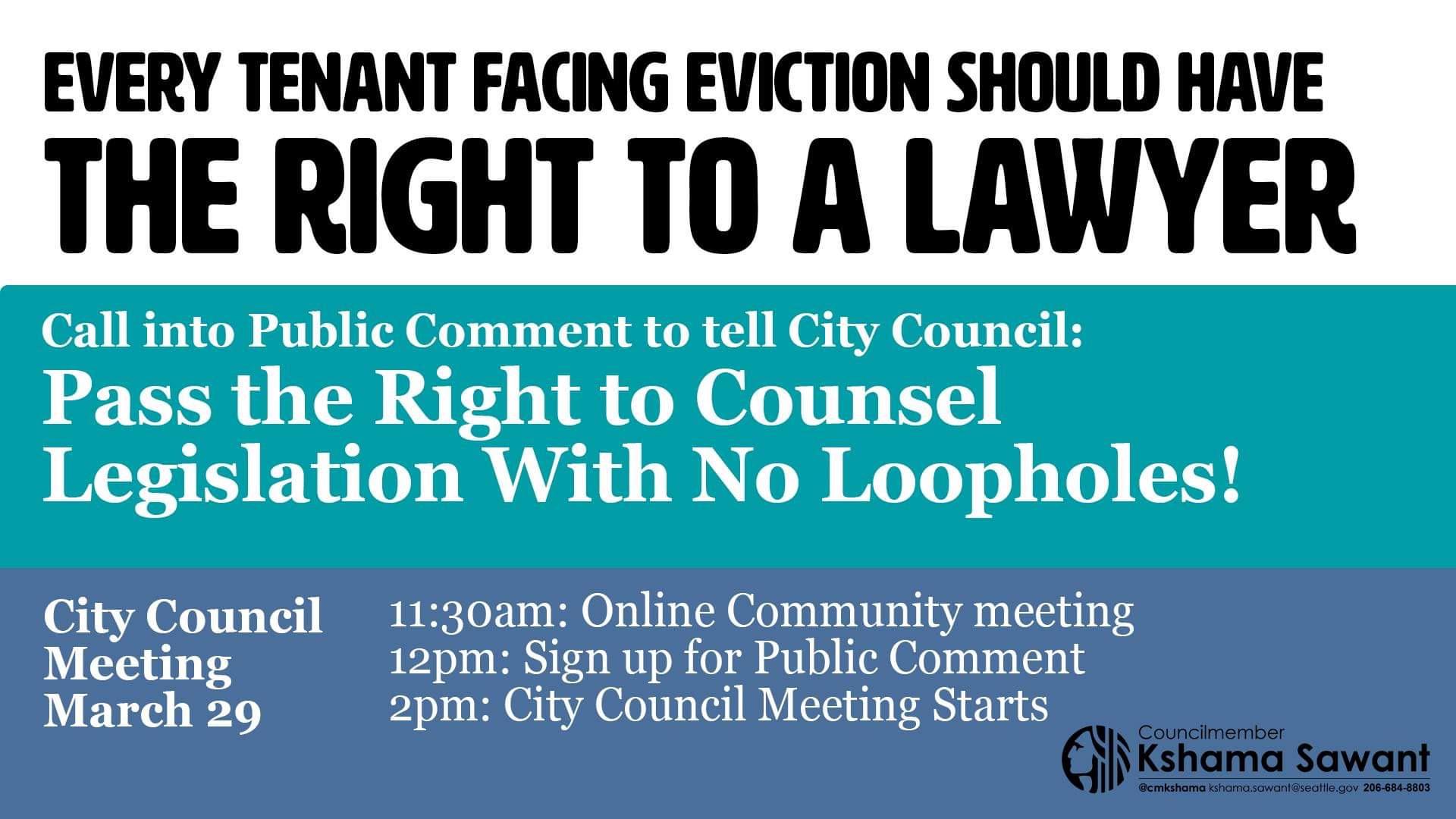 Every Tenant Facing Eviction Should Have the Right to a Lawyer! r
