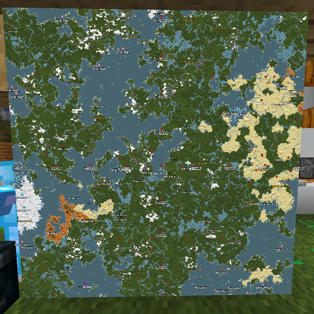 I made a humongous map of my minecraft world! It is 16 maps in total