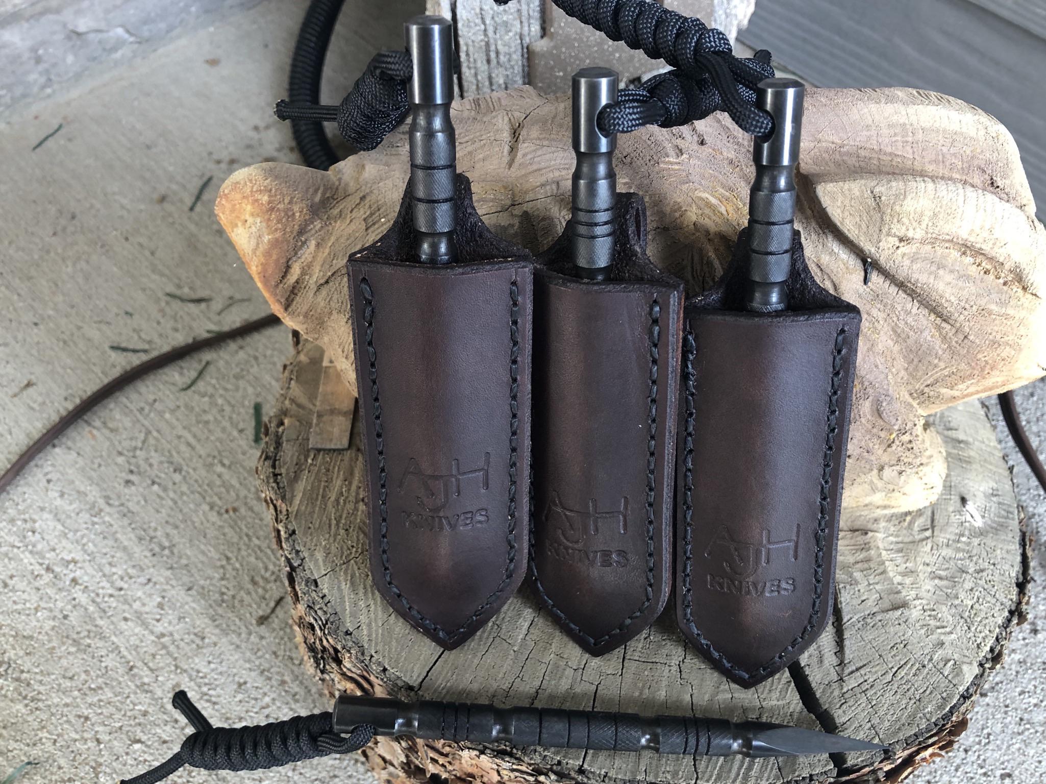 PST spike made from tool steel. With leather sheath. Just finished these up, and decided to make