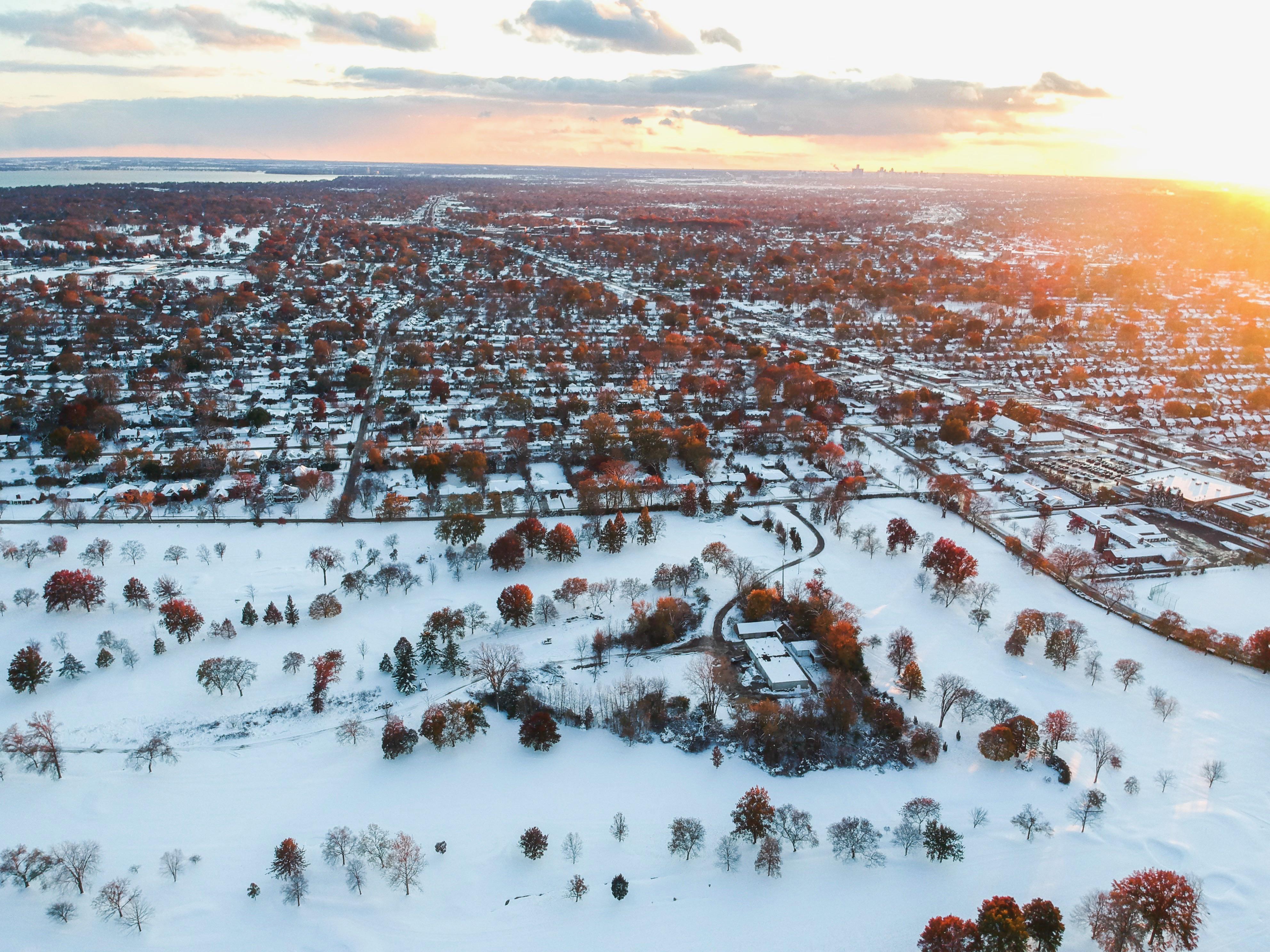 Snowy Detroit from Grosse Pointe r/Detroit