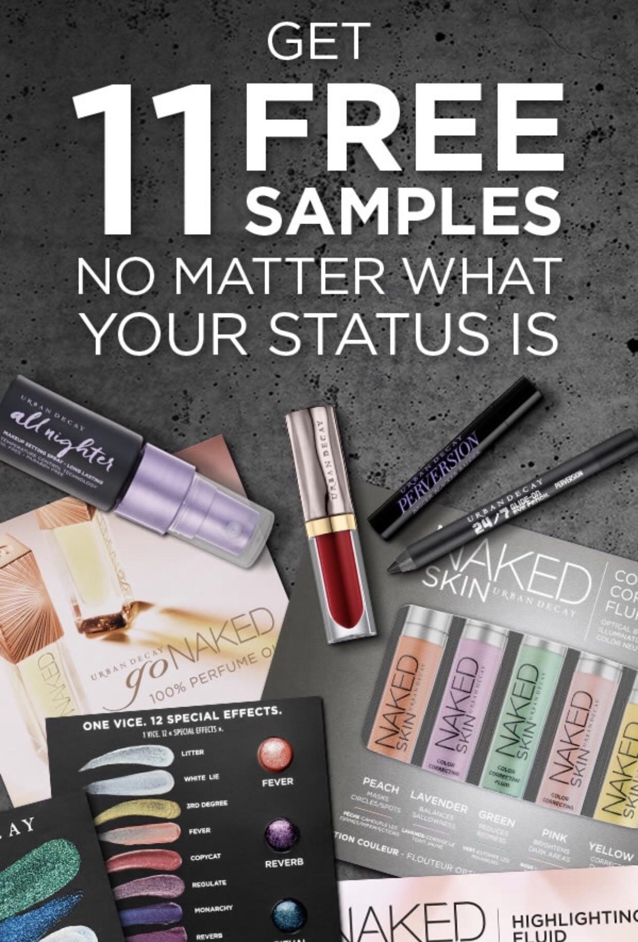 Urban Decay Choose 11 free samples with 55+ purchase