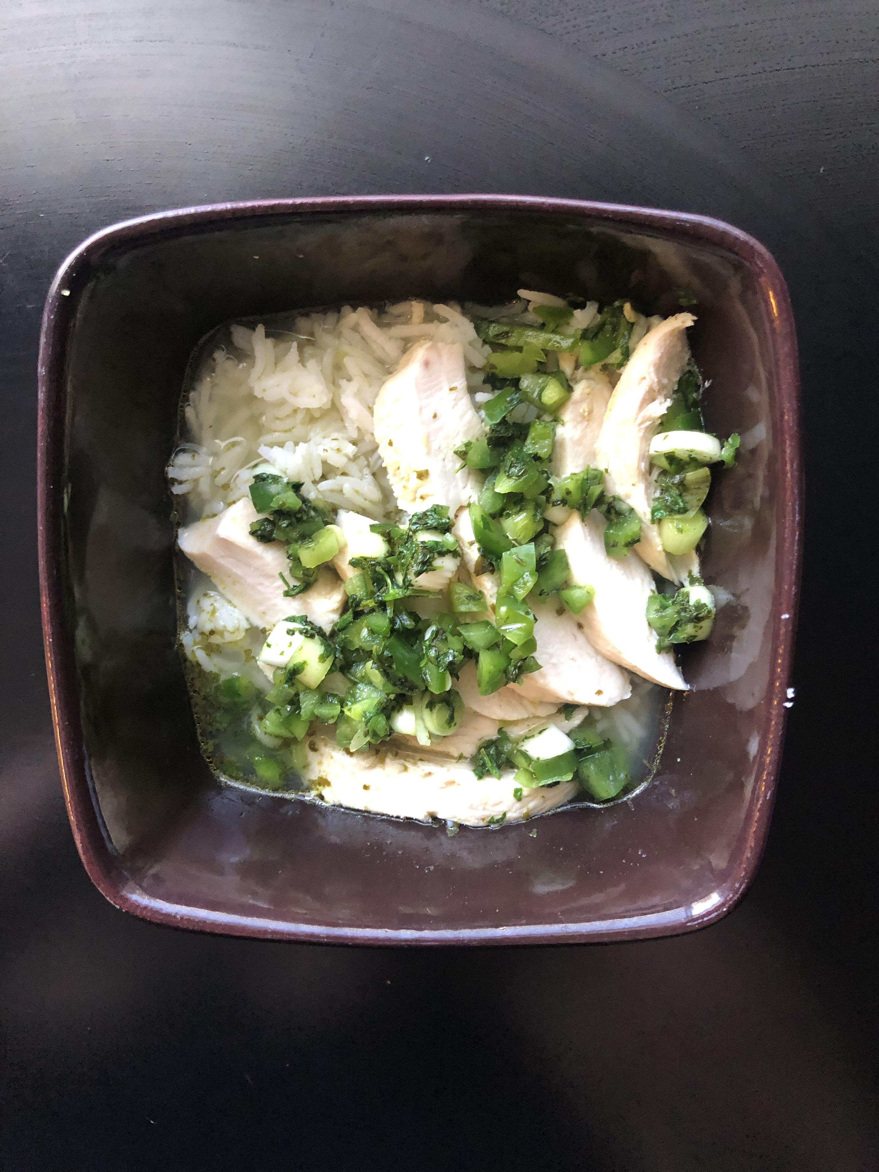 Poached Chicken over Brothy Rice (recipe from Cook This Book) r/bon