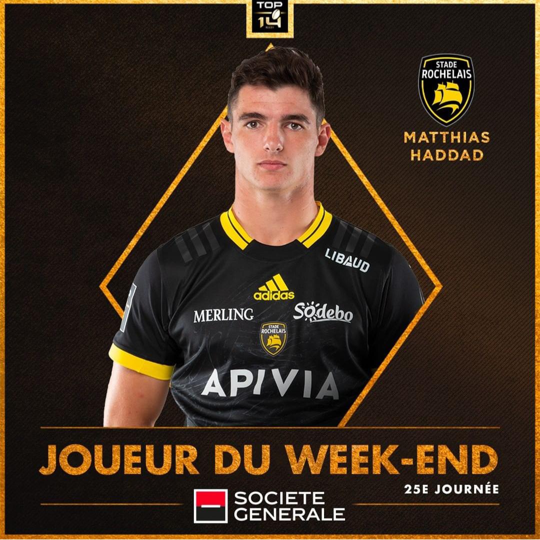 La Rochelle's flanker Matthias Haddad is the Top 14 Player of the Week