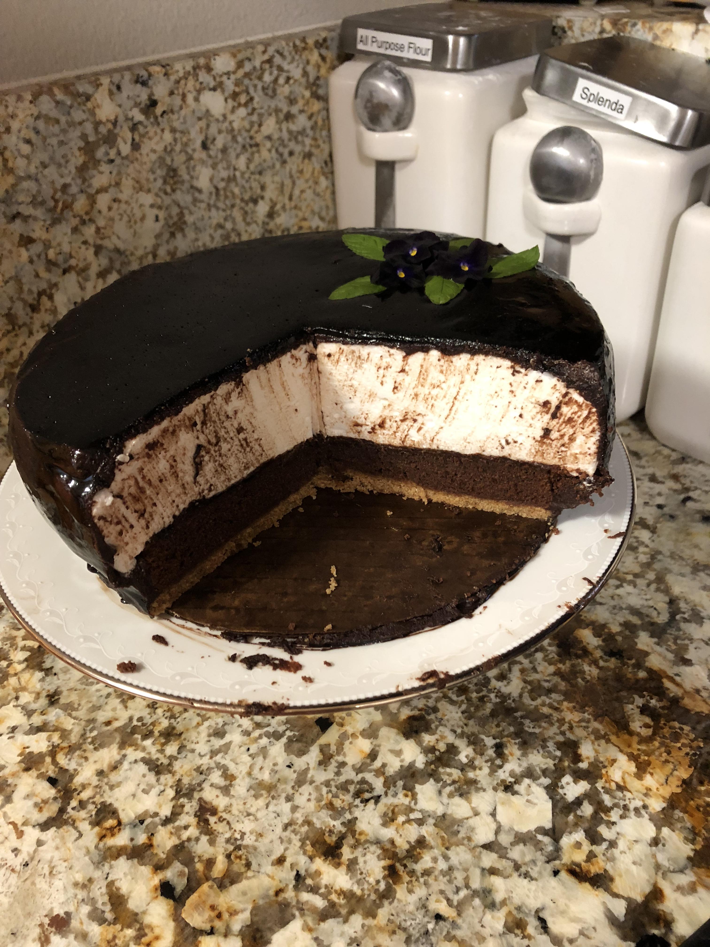 I made myself a birthday cake. [homemade] graham cracker, chocolate