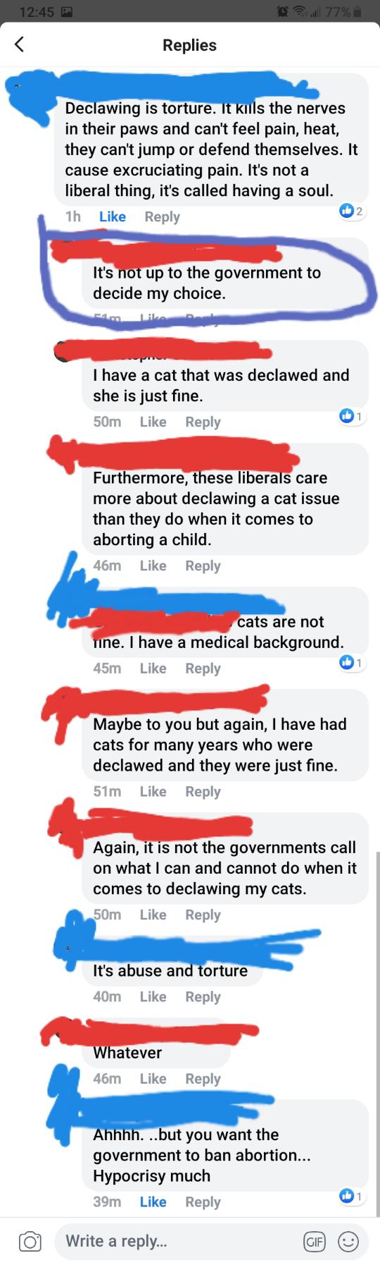 Prochoice debate on declawing cats insanepeoplefacebook