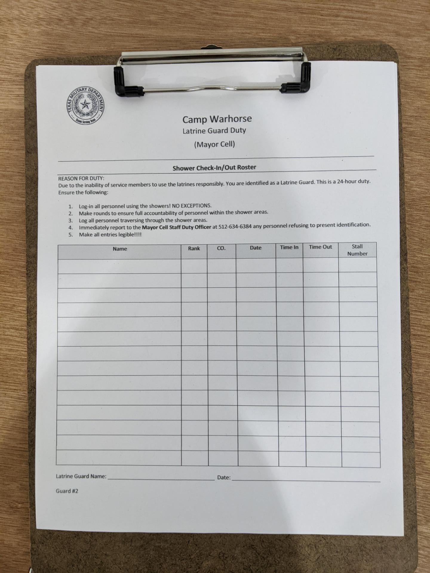 New clipboard for shower guard r/OperationLonestar