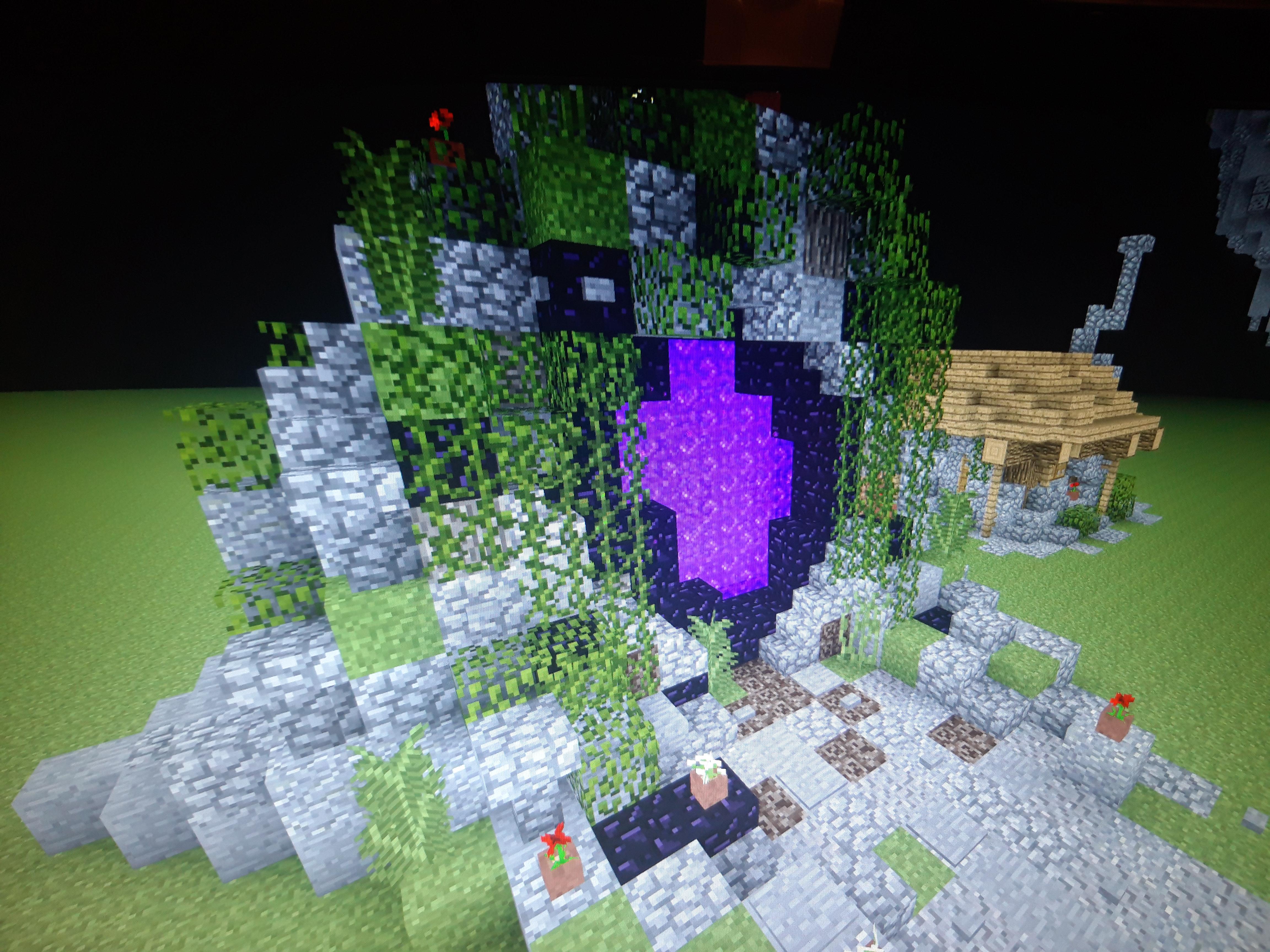 My survival nether portal, circle in front of 19x19 portal r