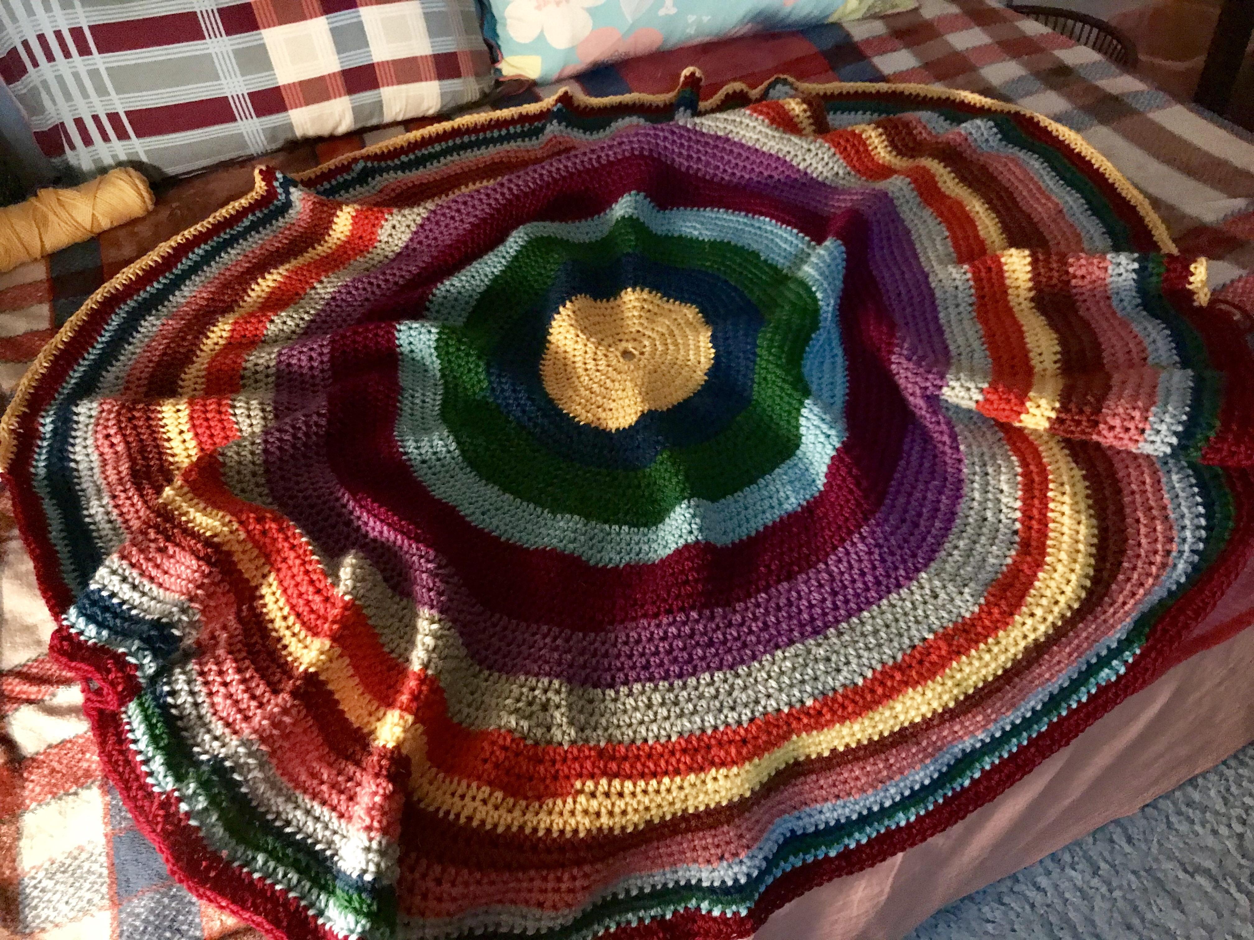 Almost finished circular blanket. Wool/Alpaca blend. r/crochet