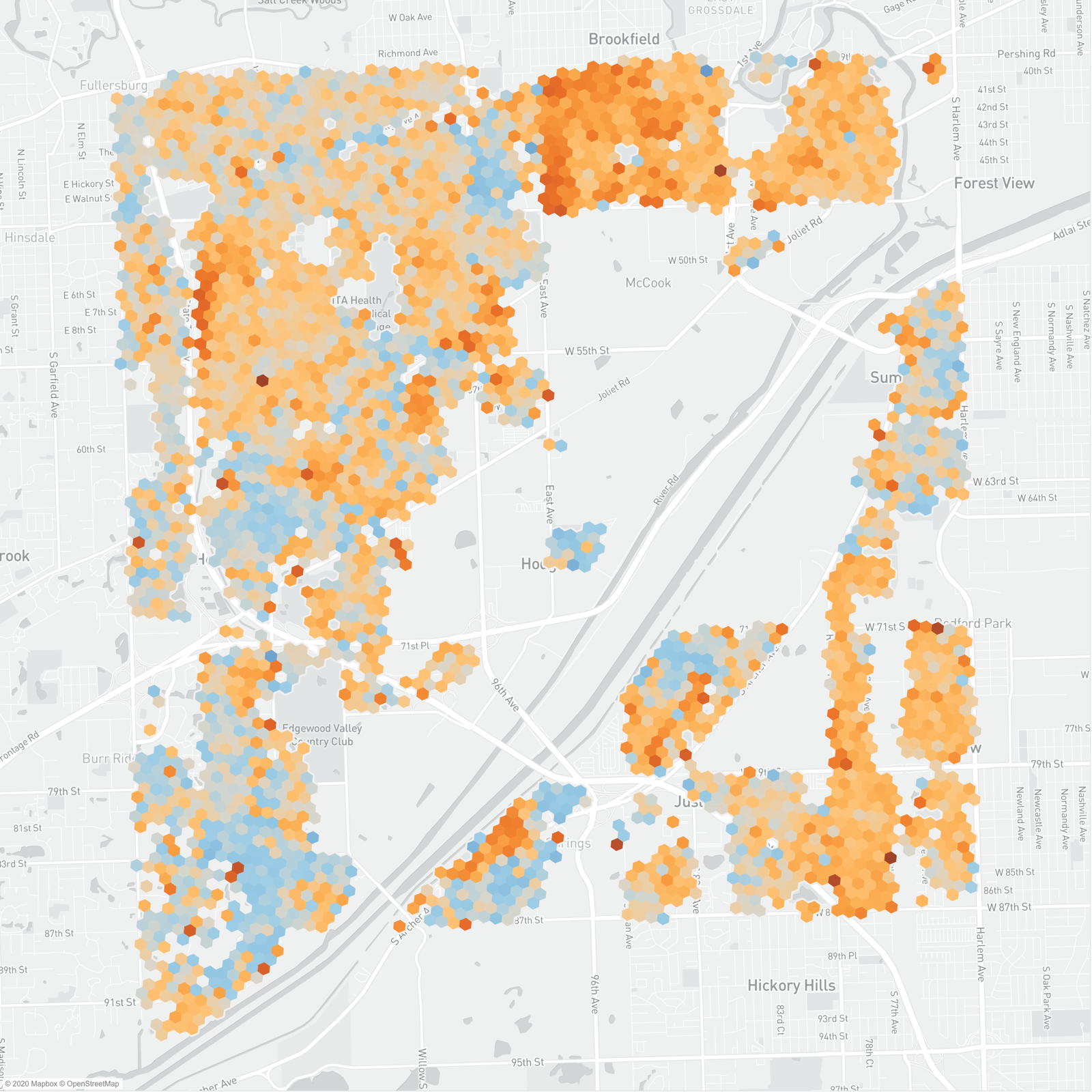 [OC] 2020 changes in property tax assessments for Chicagoland's Lyons