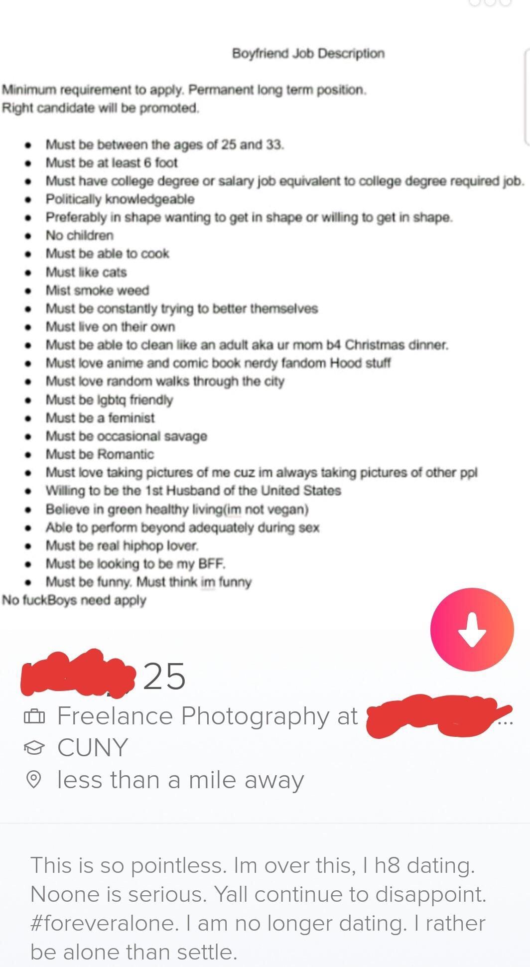 Boyfriend job description (xpost) OkCupid