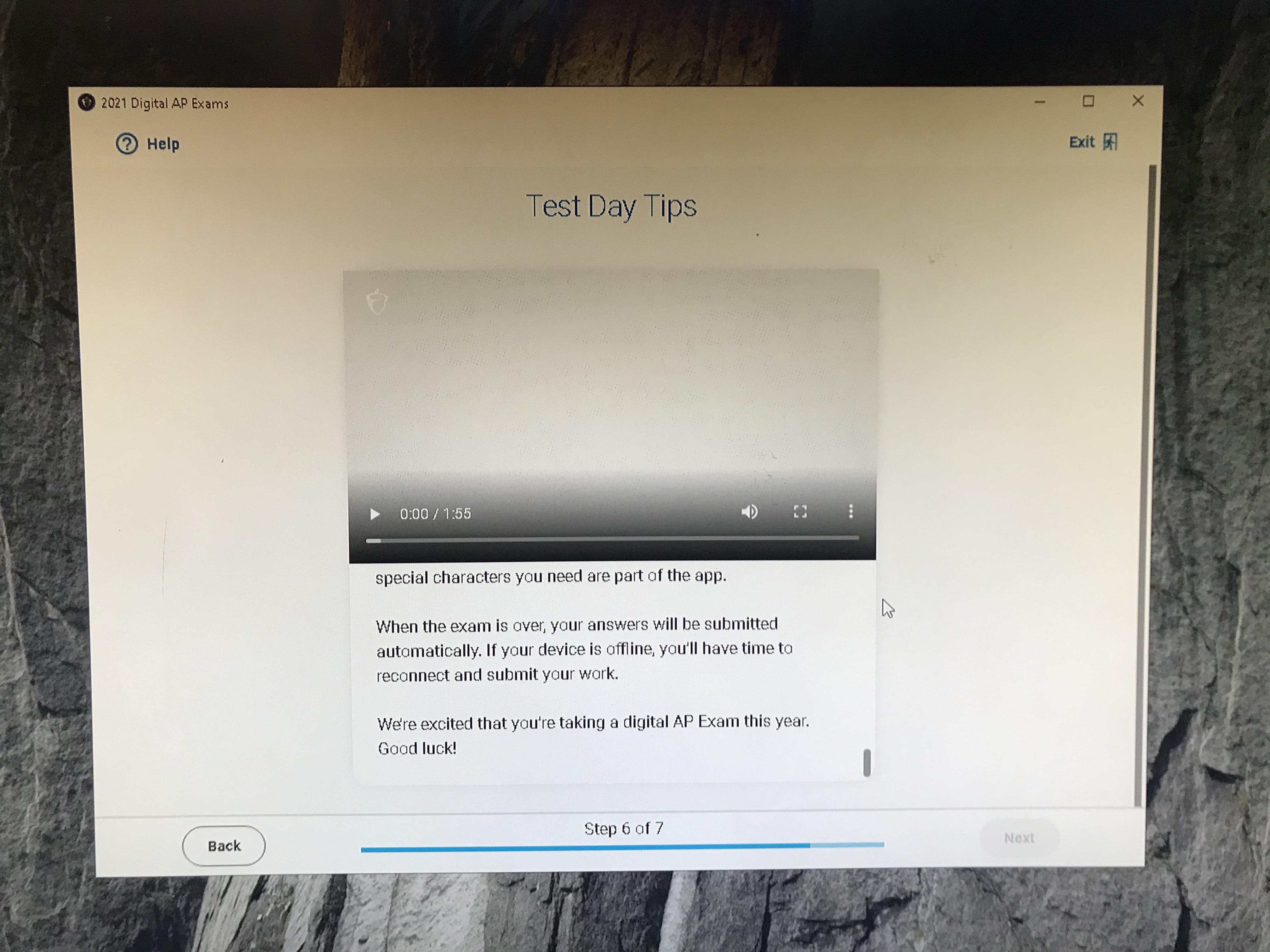 2021 Ap Exam app setup issue cant go further from step 6. Anyone else