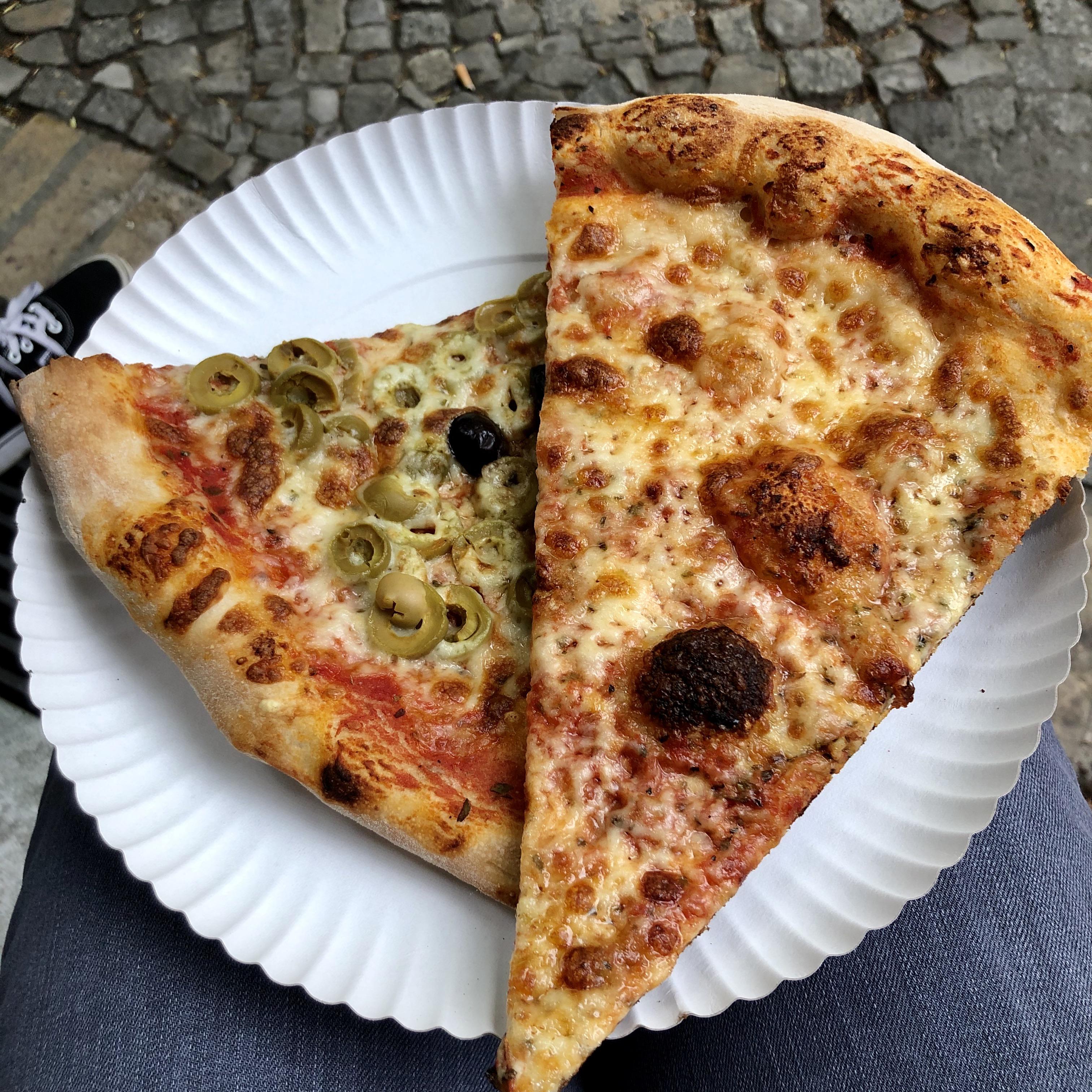 New York style pizza has hit Berlin. Giant thin crust slices, I had one