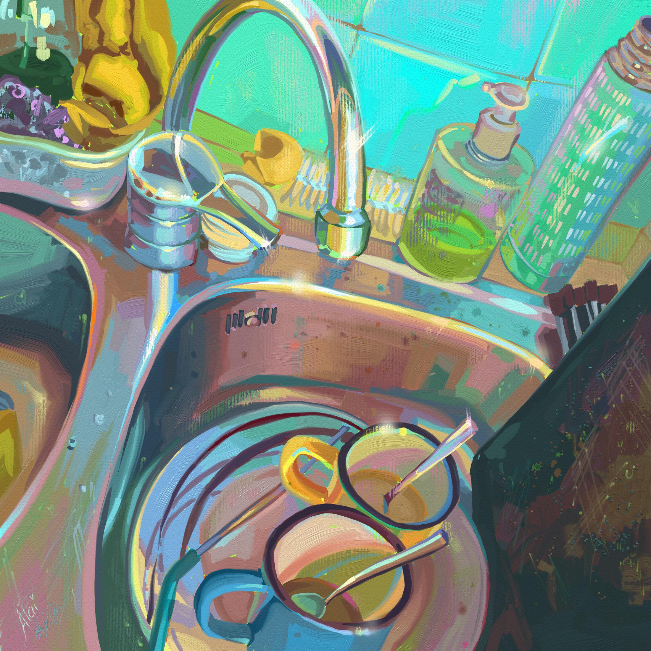 Kitchen sink V, me, digital painting, 2021 r/Art