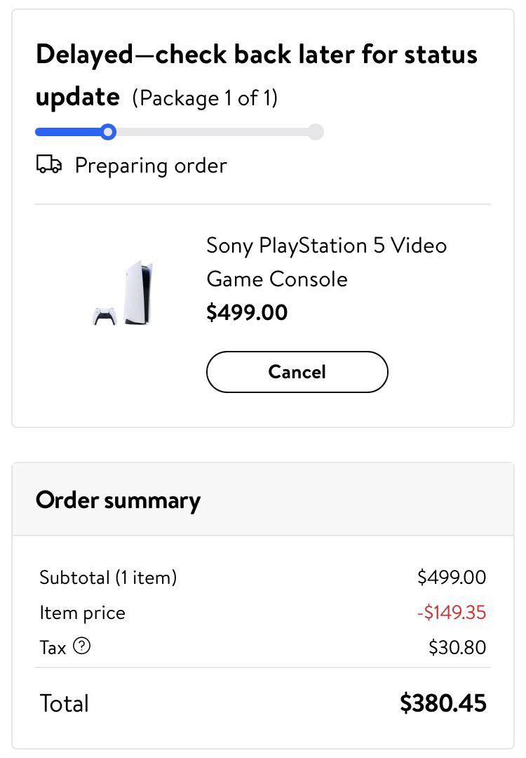 My order was delayed but at least the price looks nicer r/PS5Shipping