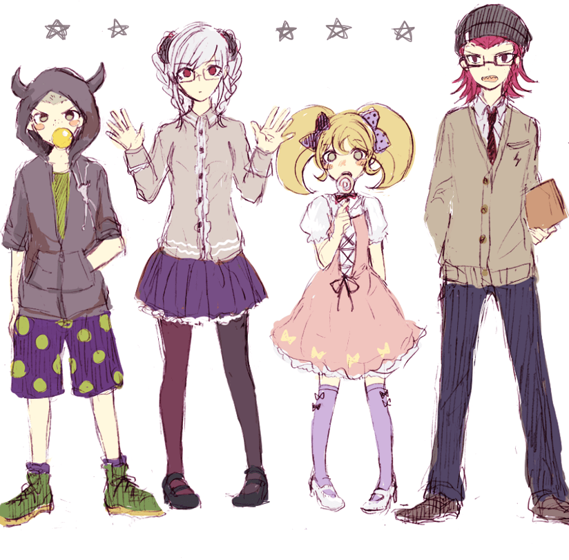 Stylish looking Peko, Fuyuhiko, Hiyoko and Kazuichi! r/danganronpa