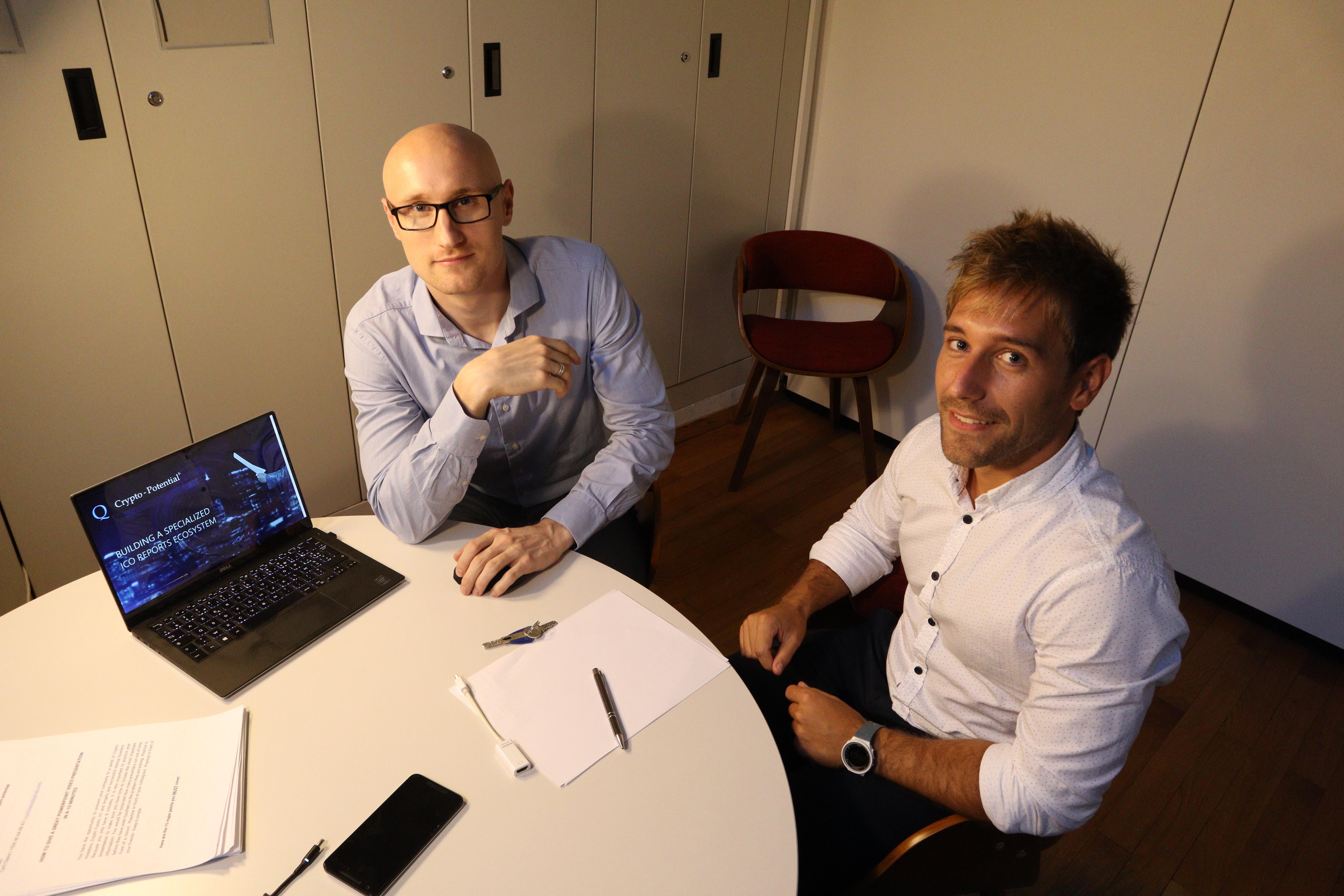 CEO Dario Sagud and investor relations advisor Cyril Claire are working on the presentation for