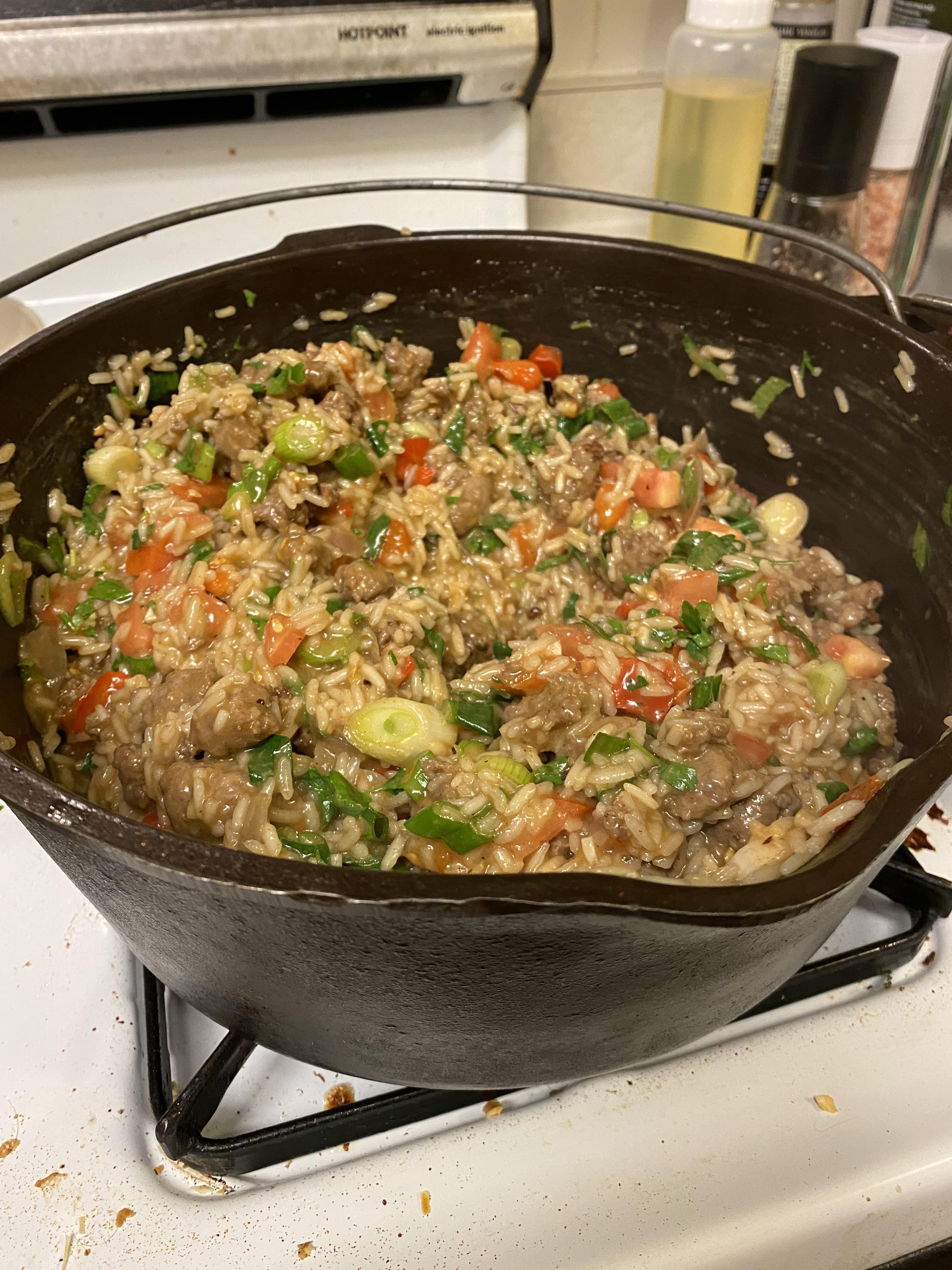 Bought the dutch oven months ago at Savers, but it made its maiden voyage tonight with Gordon