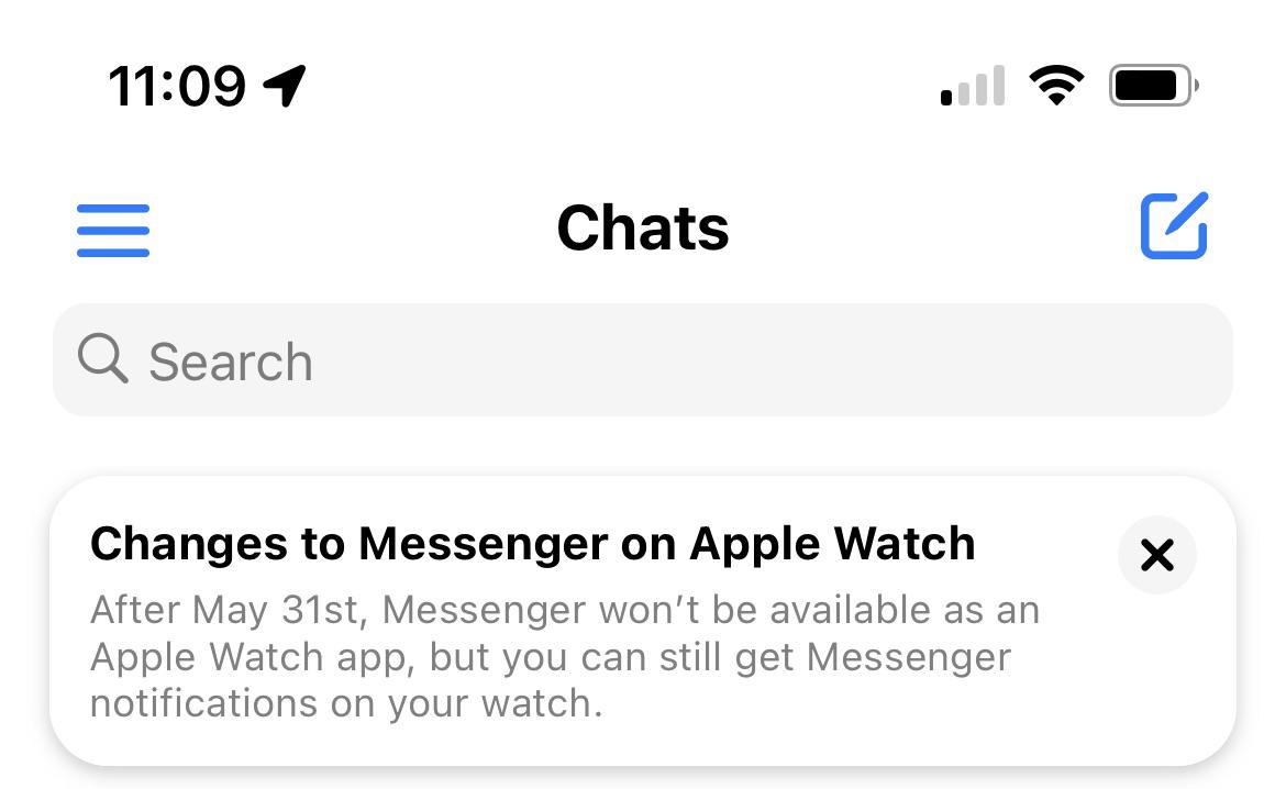 FB Messenger leaving Apple Watch r/AppleWatch