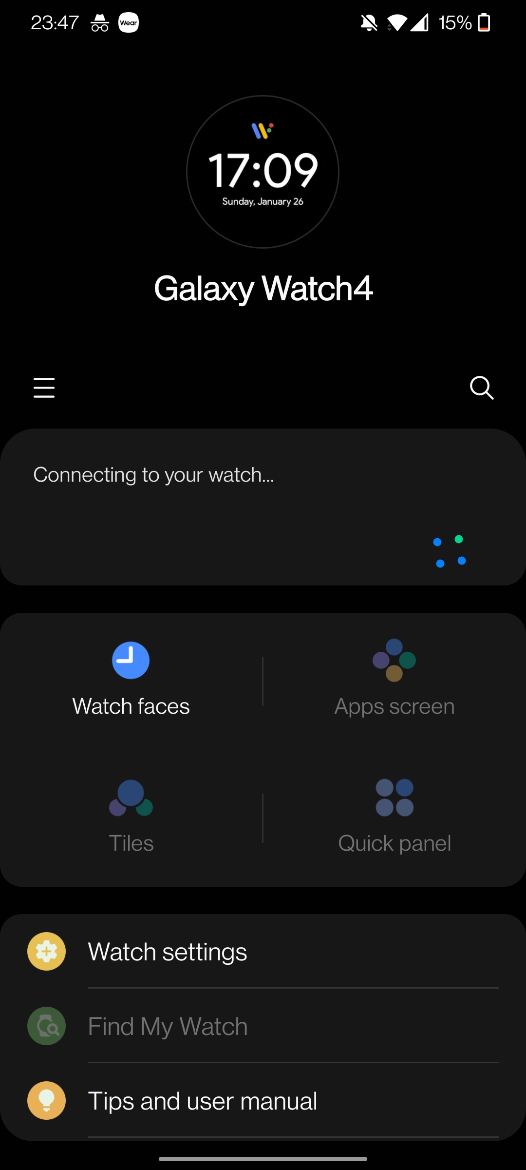 I am using OnePlus 7T and the Galaxy watch 4 disconnect from my phone and won't connect again