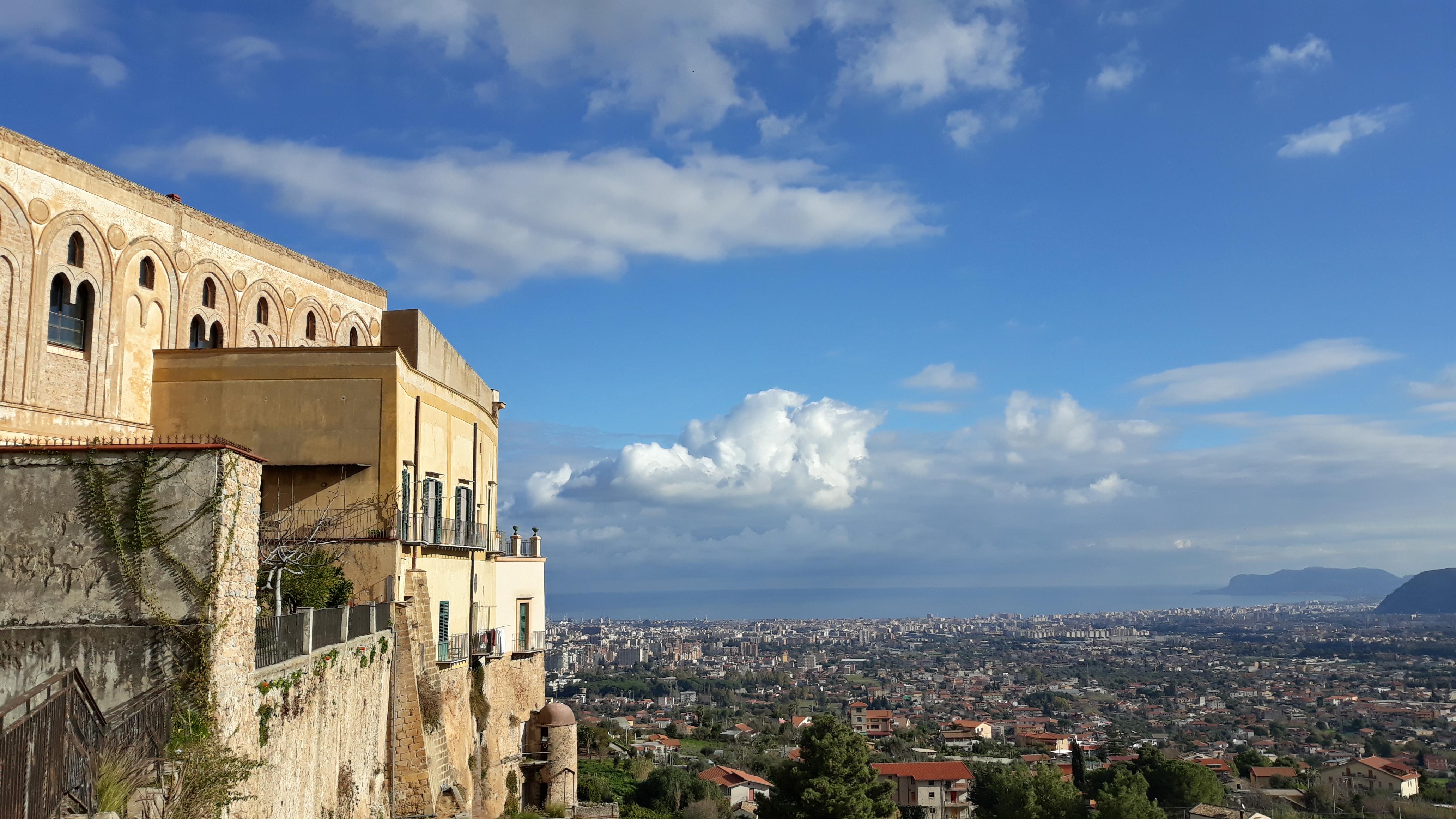 The view from Monreale. Cathedral on the left and the city of Palermo