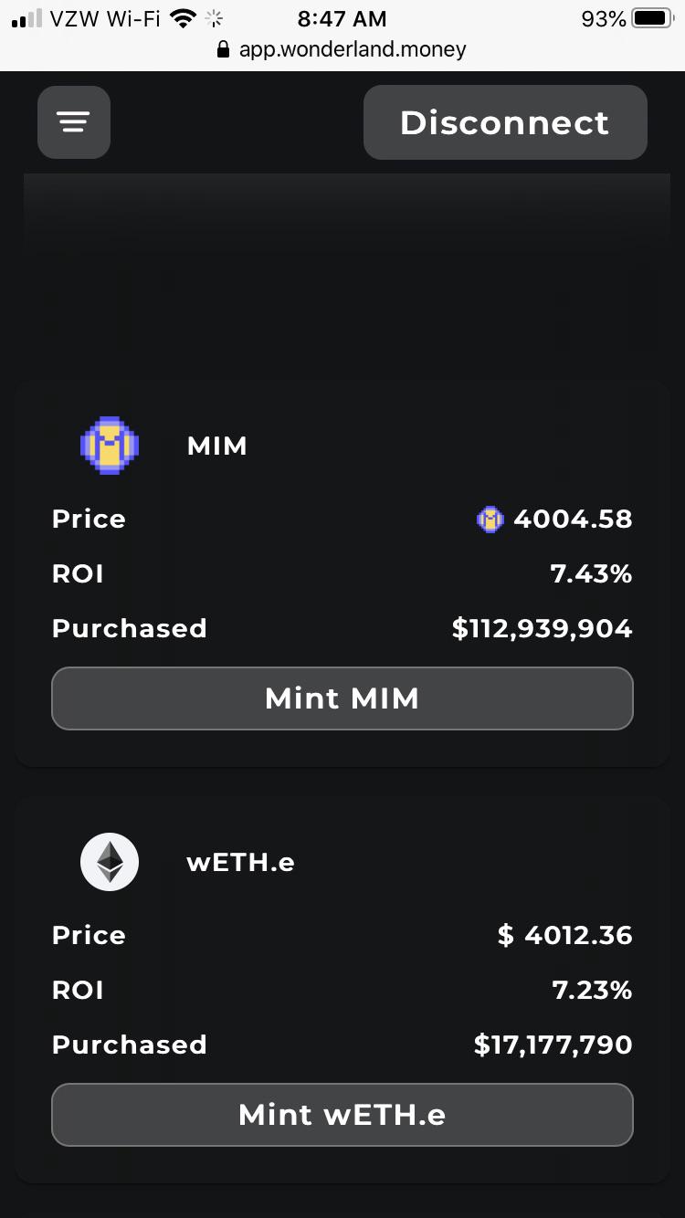 Wrapped ethereum added to minting! r/WonderlandTIME