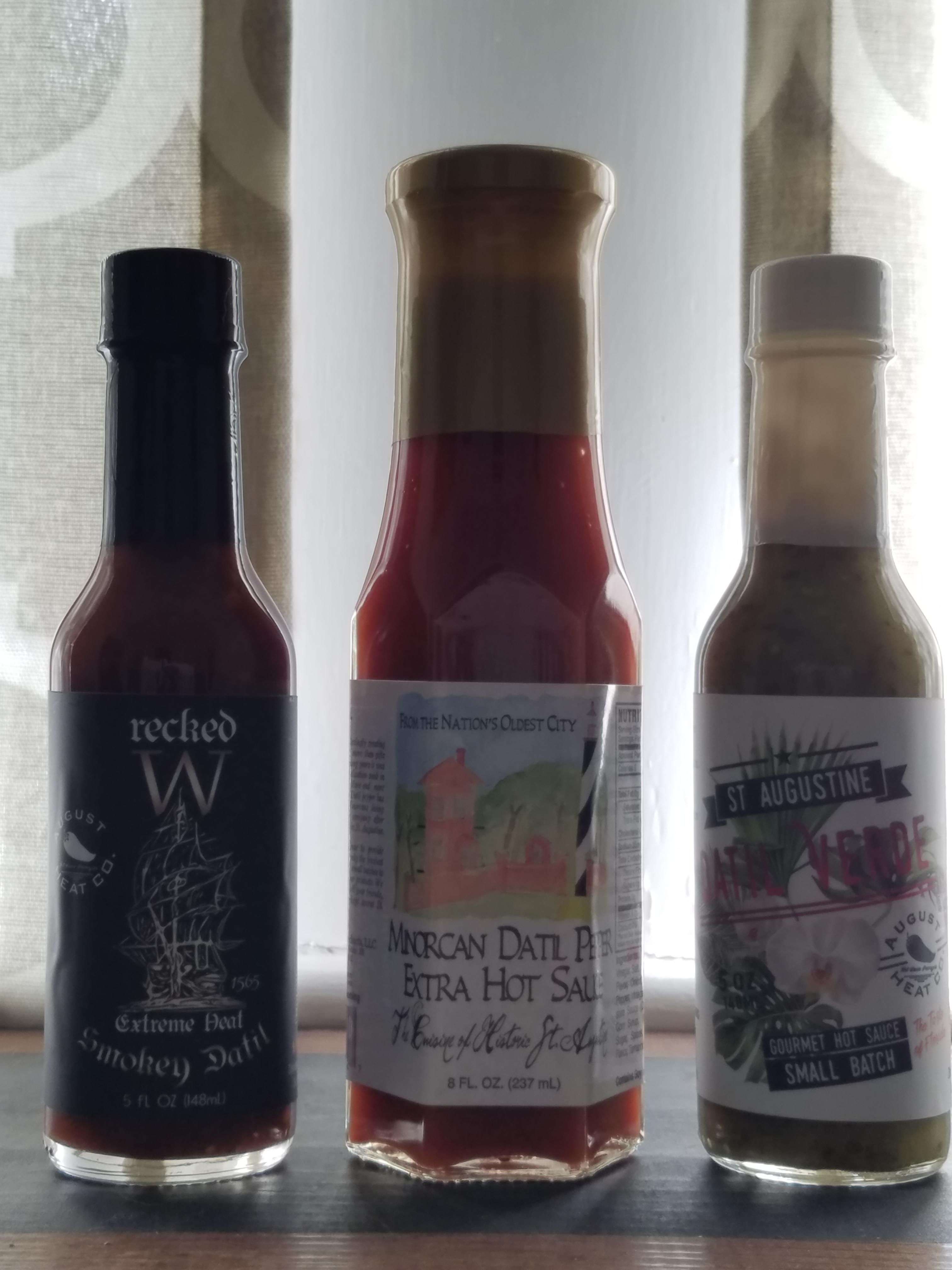 Delicious local sauces picked up in St. Augustine. Datil Peppers are