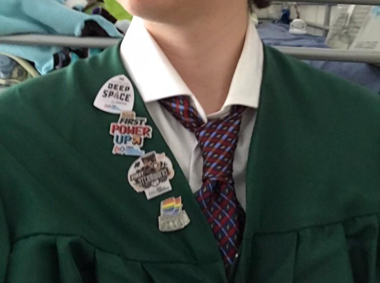 Added all my FRC pins to my graduation gown! r/FRC
