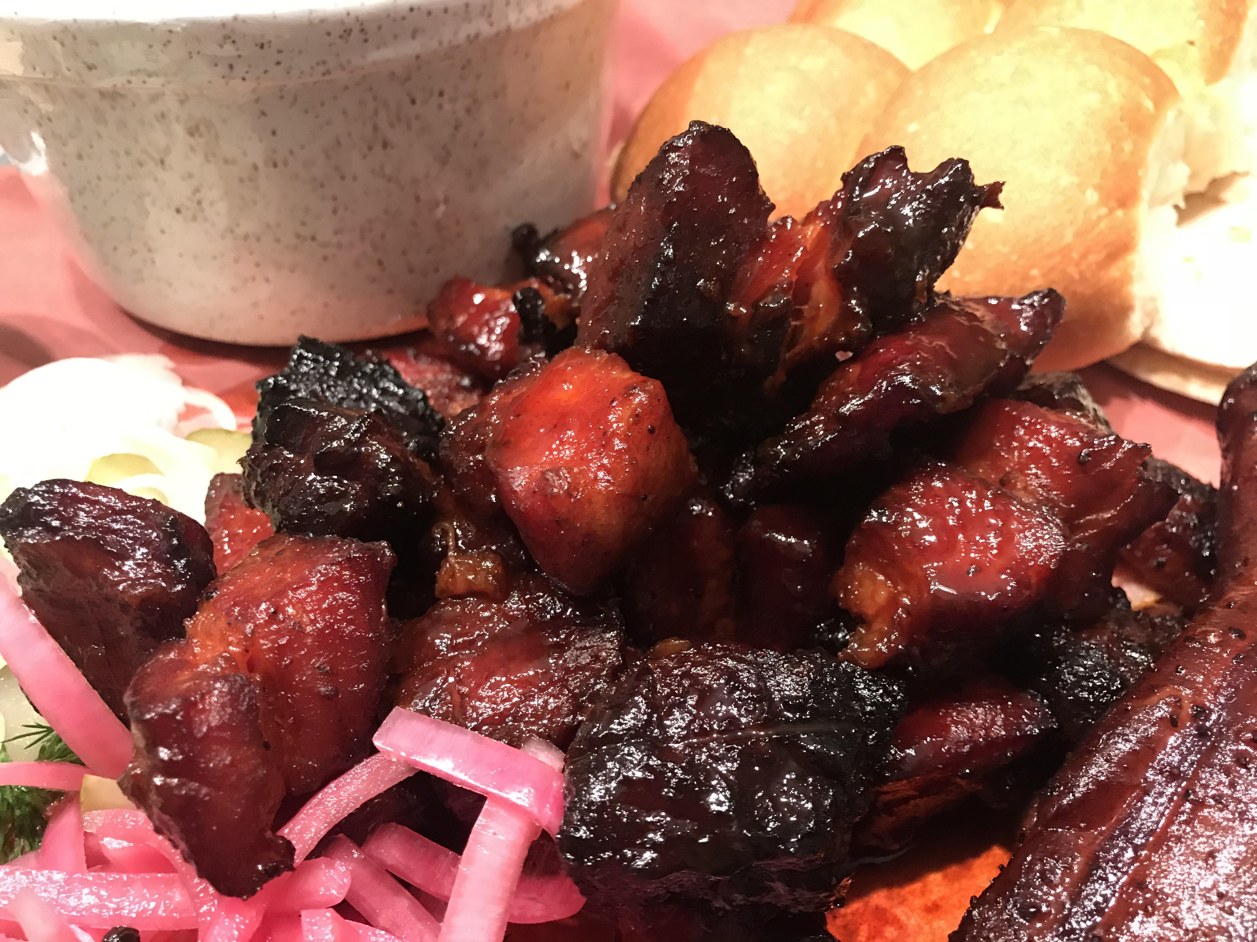 Some pork belly burnt ends off of the Pit Boss 820. Meat Church Honey