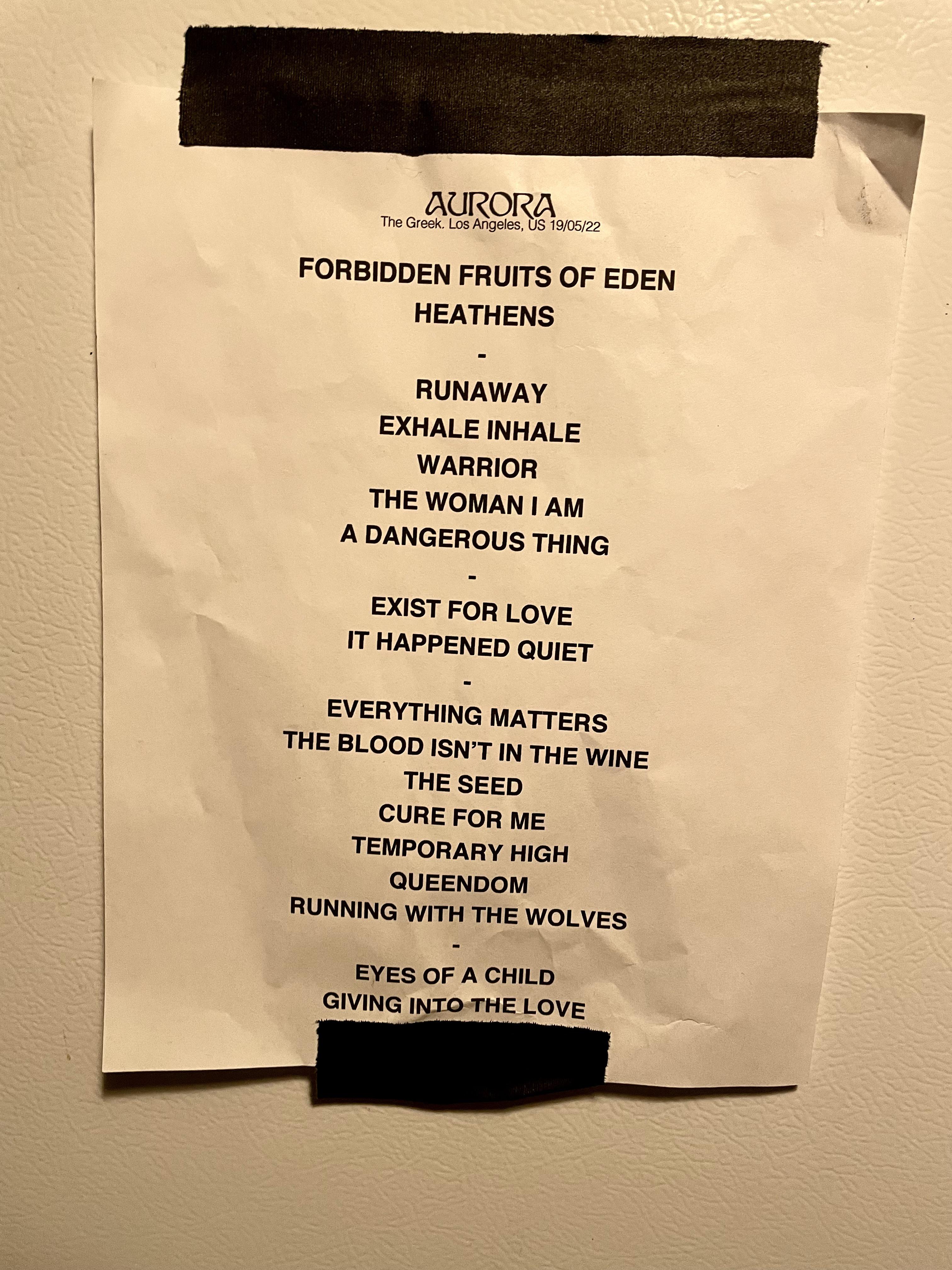 Greek Theater Setlist May 19 2020 r/auroramusic