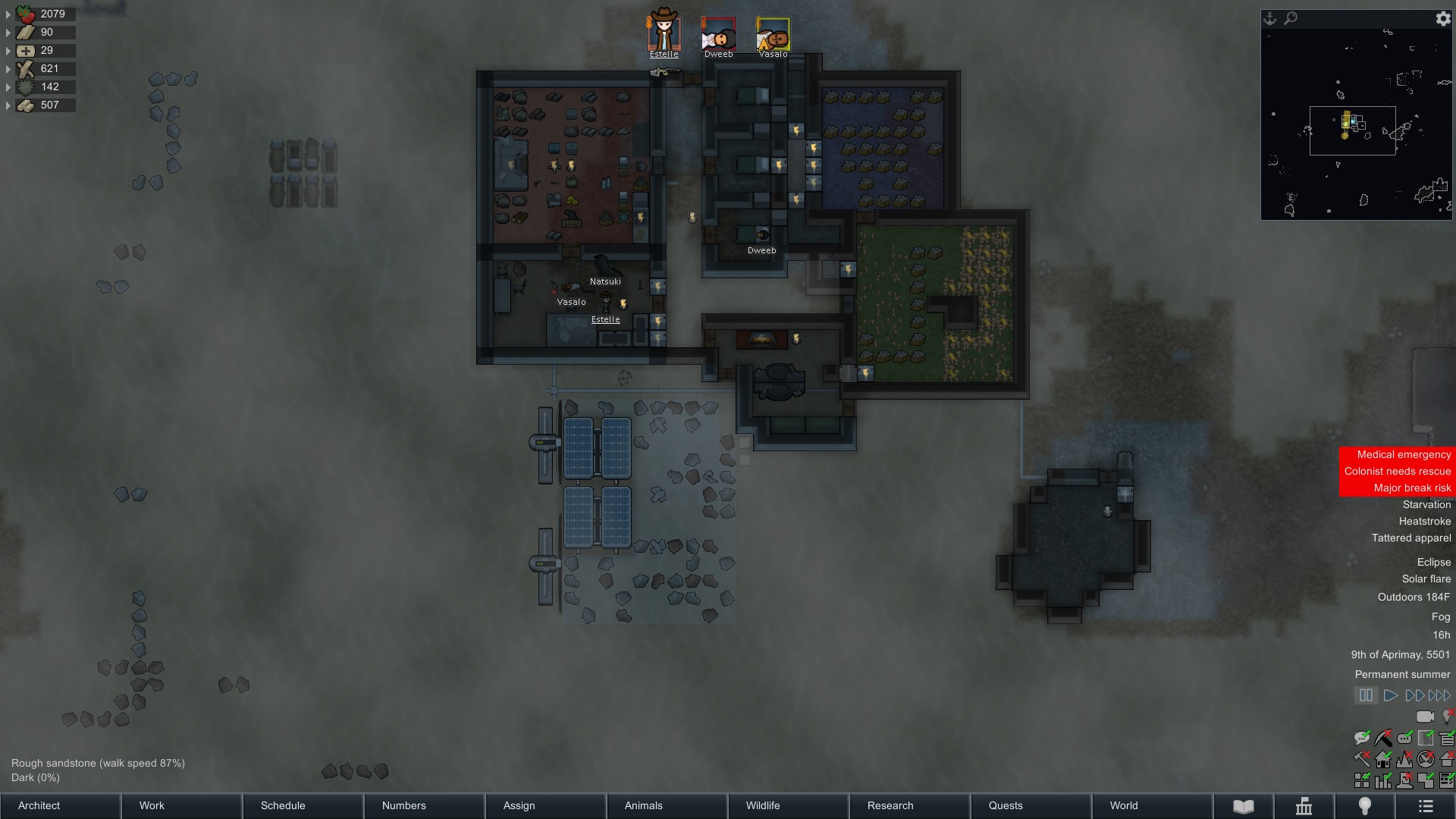 My max temperature extreme desert tile got an eclipse and a solar flare